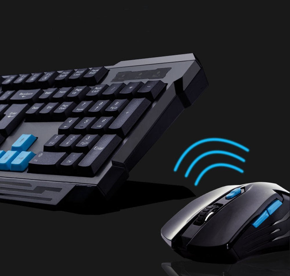 Soke-Six Wireless Gaming Keyboard & Mouse Combo, Waterproof, Ergonomic Design, 2.4GHz, Black - Perfect for Desktop & Laptop Use