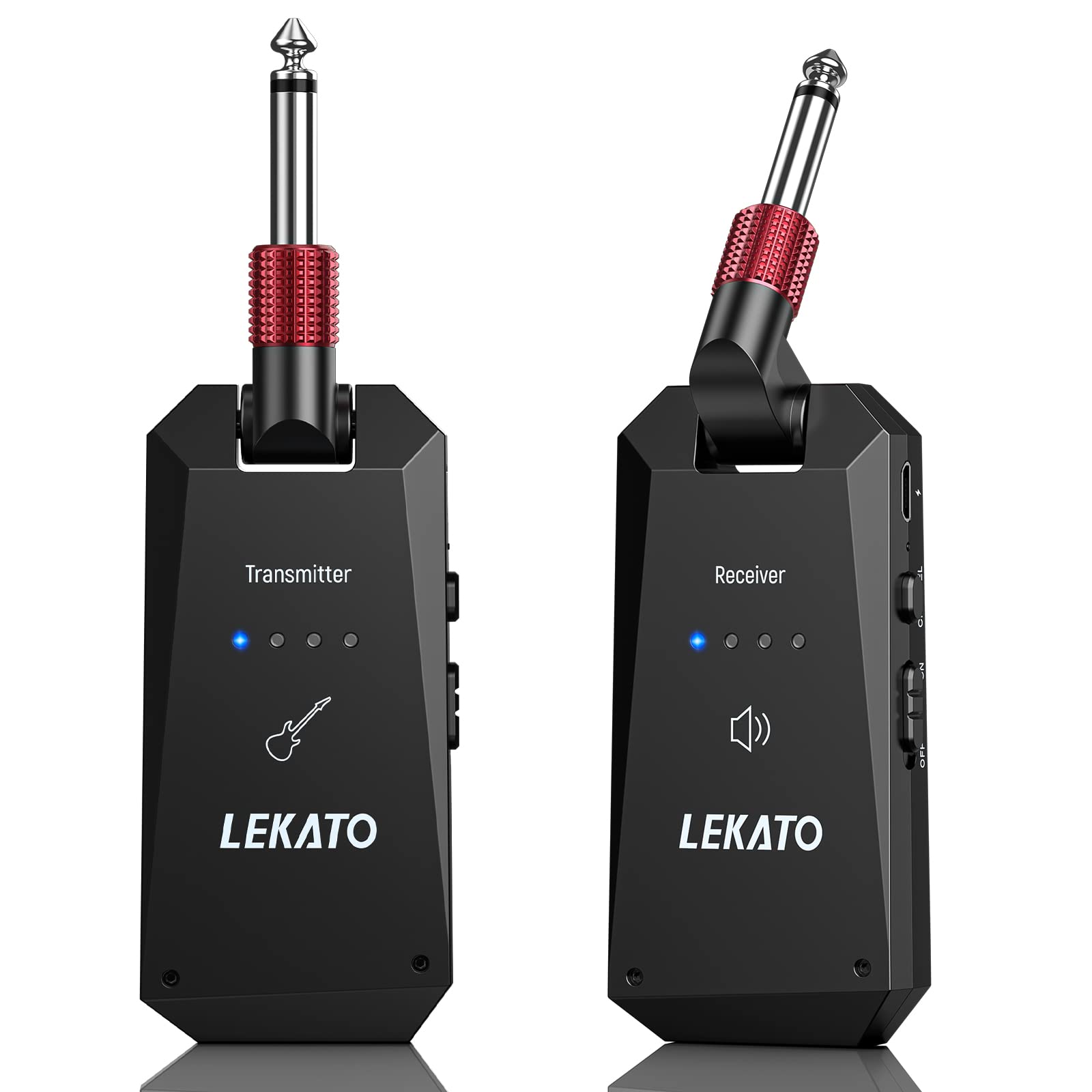 Lekato Wireless Guitar System 5.8G, Wireless Guitartransmitter Receiver 4 Channels Rechargeable Guitar Wireless System For Elect