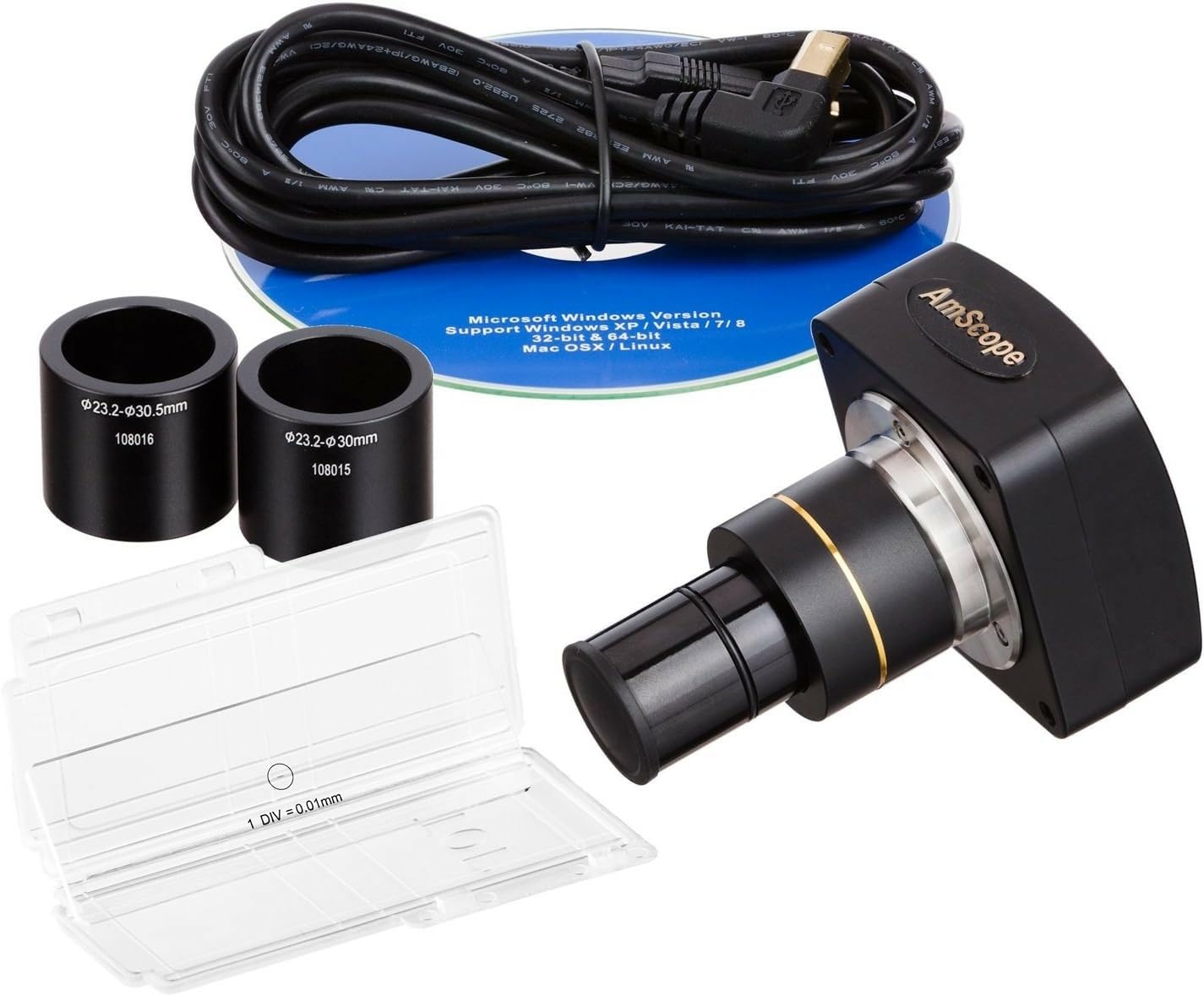 AmScope MU1000-CK 10MP USB2.0 Microscope Digital Camera Plus Calibration Kit