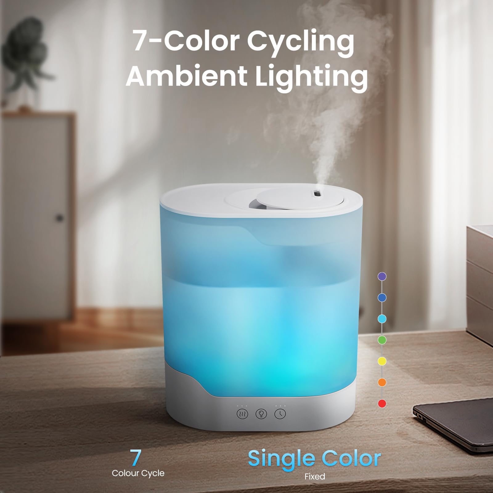 YOGIN Air Humidifier - 3L Top-Fill Cool Mist & Essential Oil Diffuser, Ultra-Quiet <24dB, Smart Control, Model Hu25