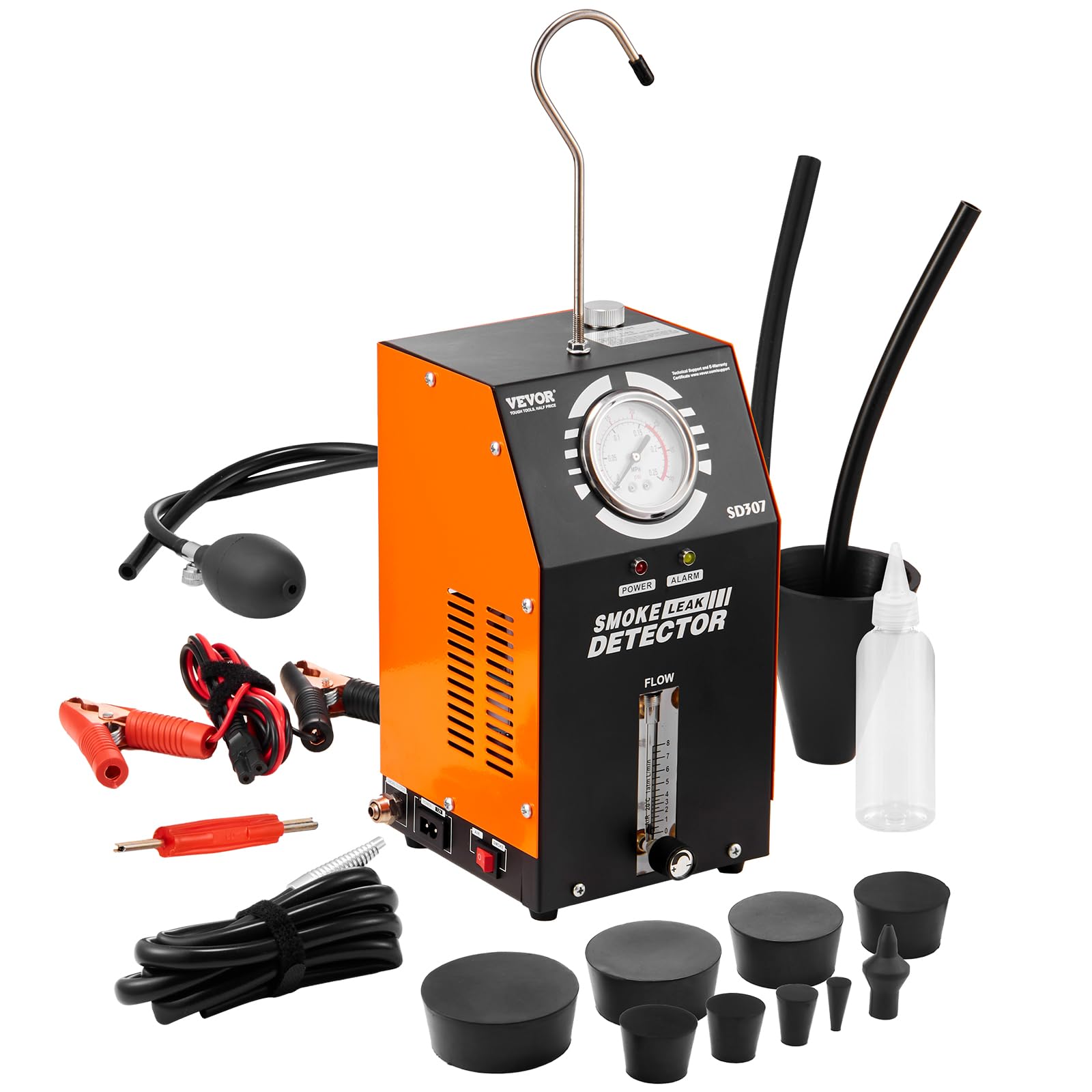 VEVOR Automotive Smoke Machine Leak Detector, DC 12V EVAP Vacuum Diagnostic Tester with Built-in Air Pump, Pressure Gauge & Flow