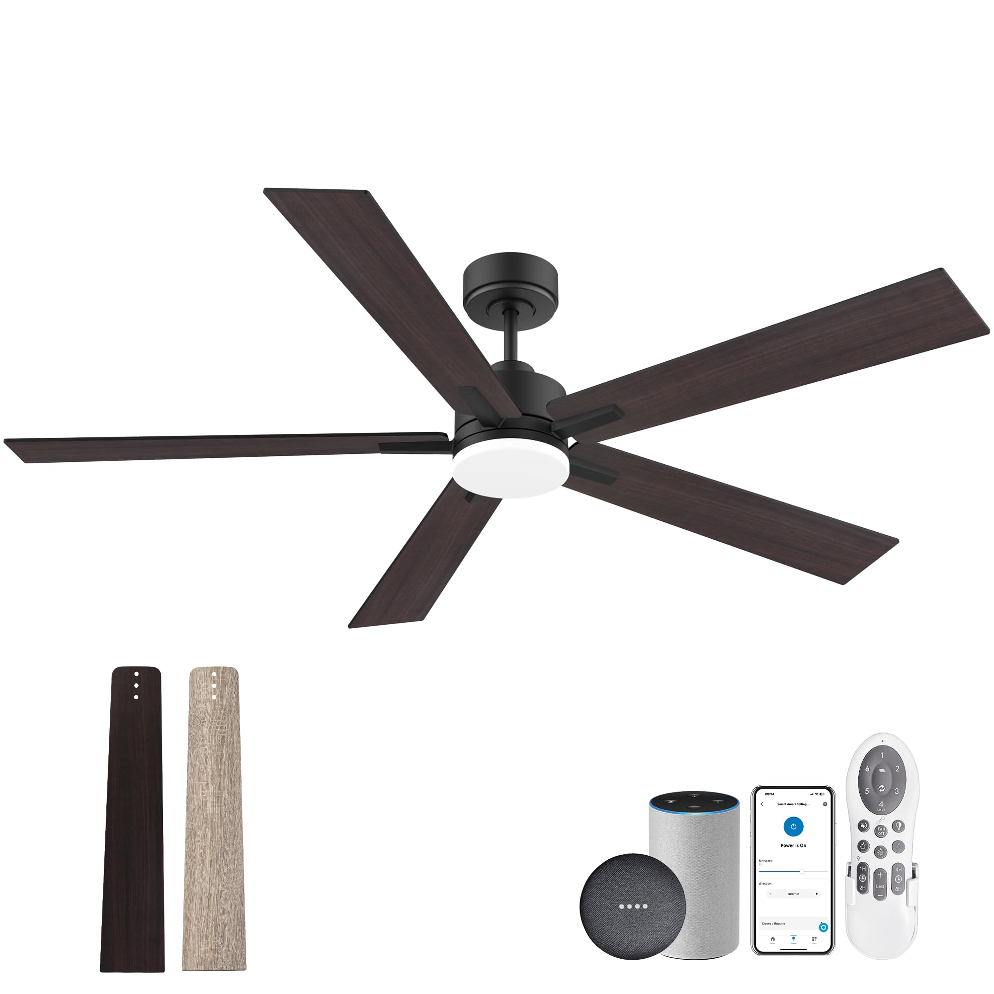 60    Smart Ceiling Fan With Lights Remote,Control Via Alexa Google App Wifi,Silent Dc Motor,Dimmable,Outdoor Indoor Modern Ceil