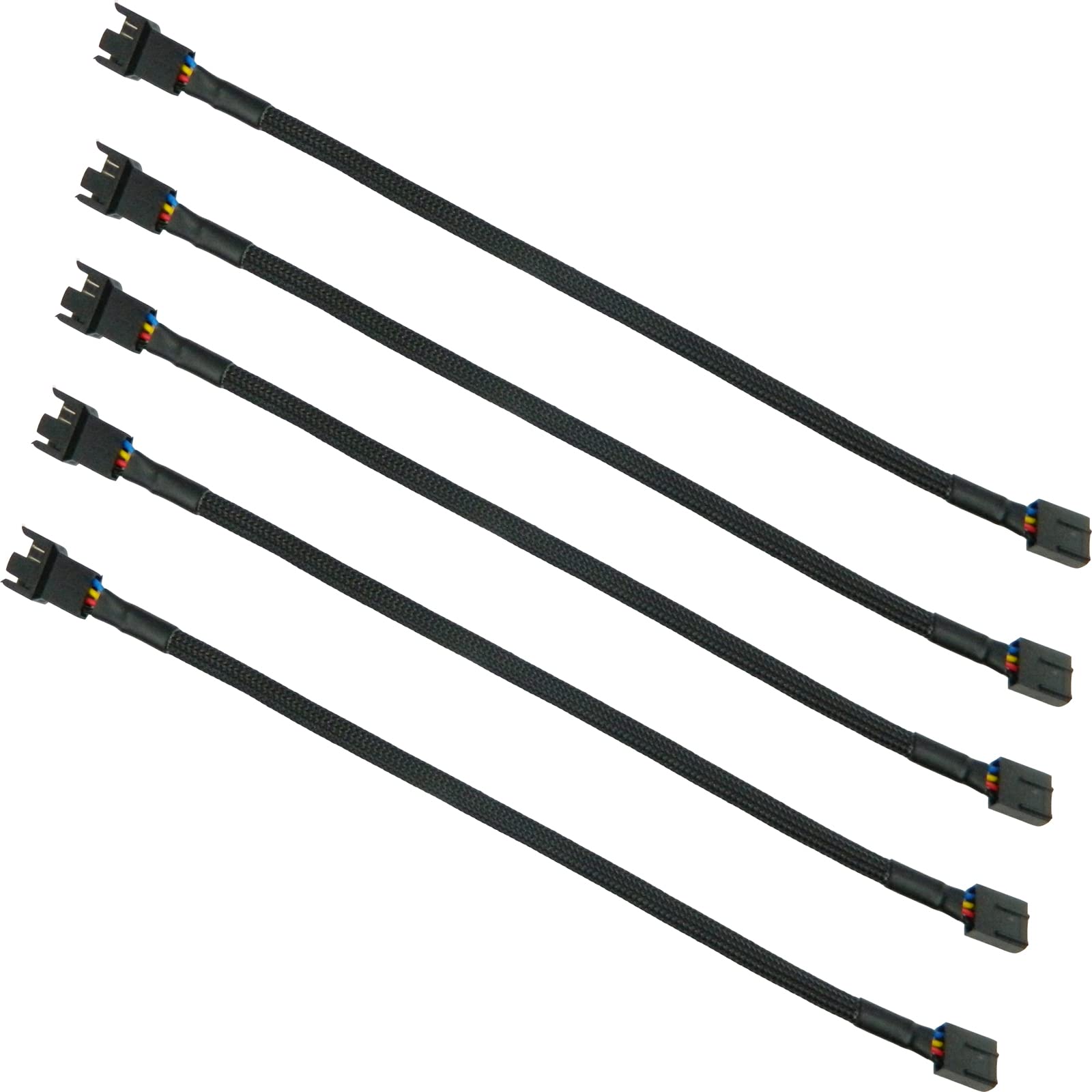 5Pcs 4 Pin Pwm Fan Splitter Cable Sleeved Braided Adapter Computer Pc Fan Extension Power Supply Cable Converter Cord Wire Compa