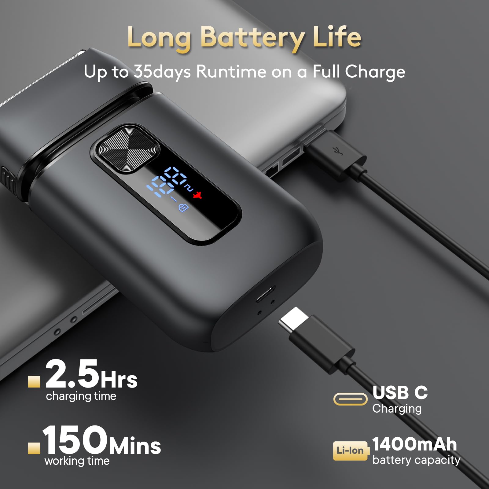 Brightup Foil Shaver, Electric Razor & Shavers For Men With Trimmer, 150 Min Runtime, Waterproof Double Floating Blades For Clos