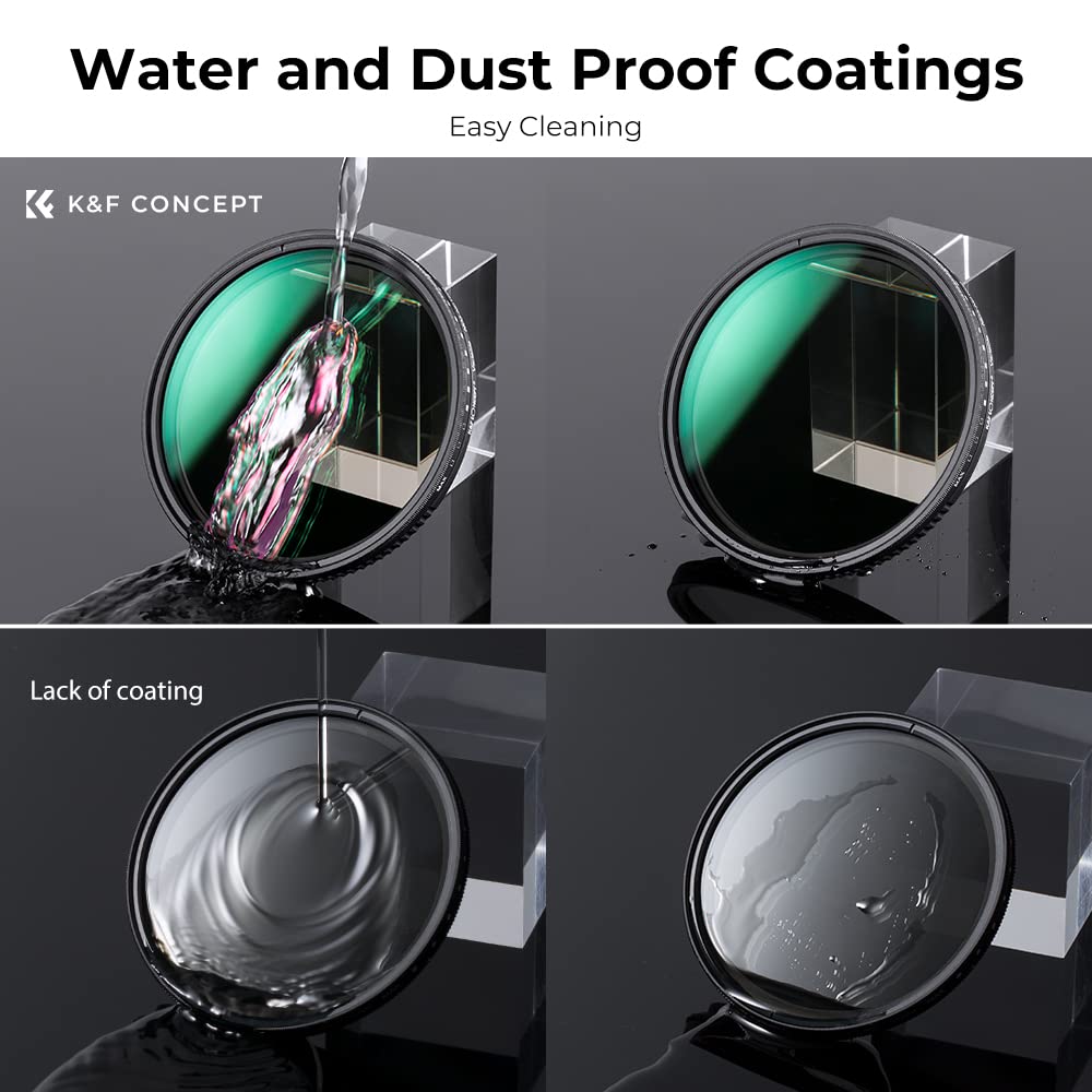 K&F Concept 58Mm Variable Nd3 Nd1000 Nd Filter (1.5 10 Stops) Neutral Density Lens Filter With 24 Multi Layer Coatings For Camer