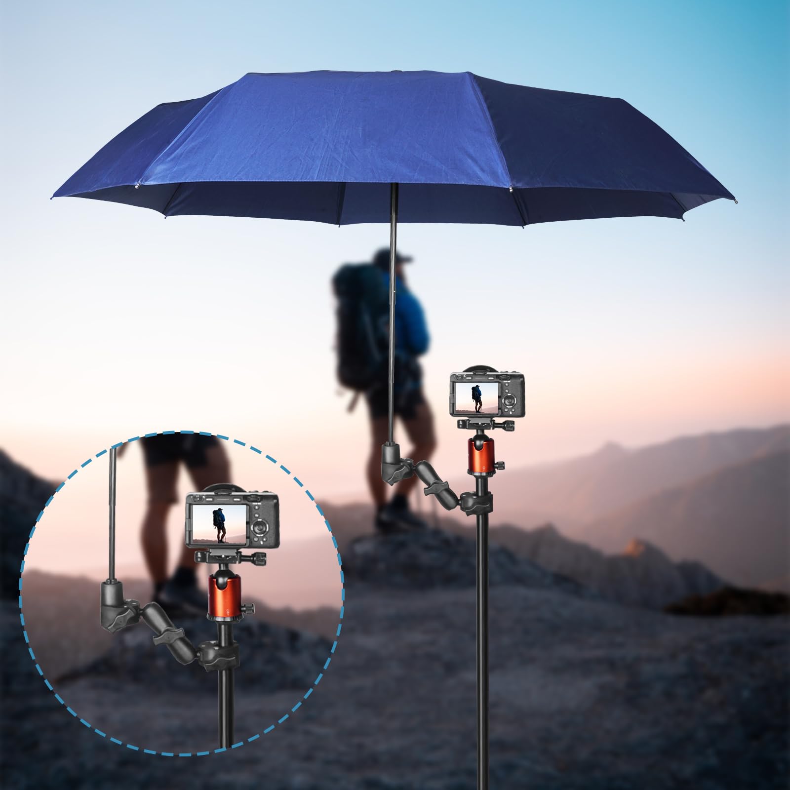 Sequpr Camera Clamp Mount For Gopro, Super Clamp Adapter Double Head Multifunction Holder For Motorcycle, Photography Light Fixt