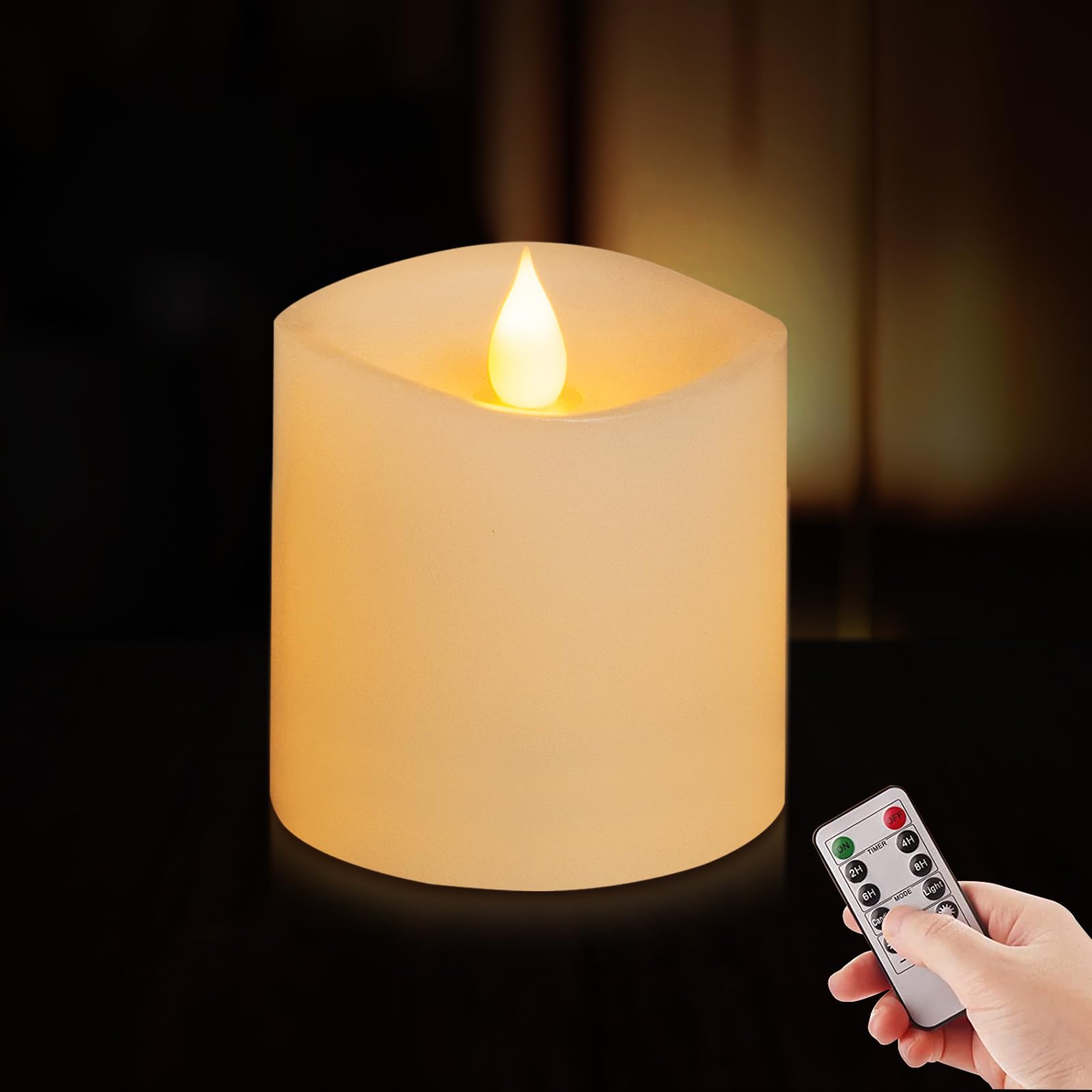 Genwelled Life Plus 3X3 Flameless Candles With Remote Set Of 1, 3 Inch Battery Candles Flickering With Timer, Led Pillar Candle