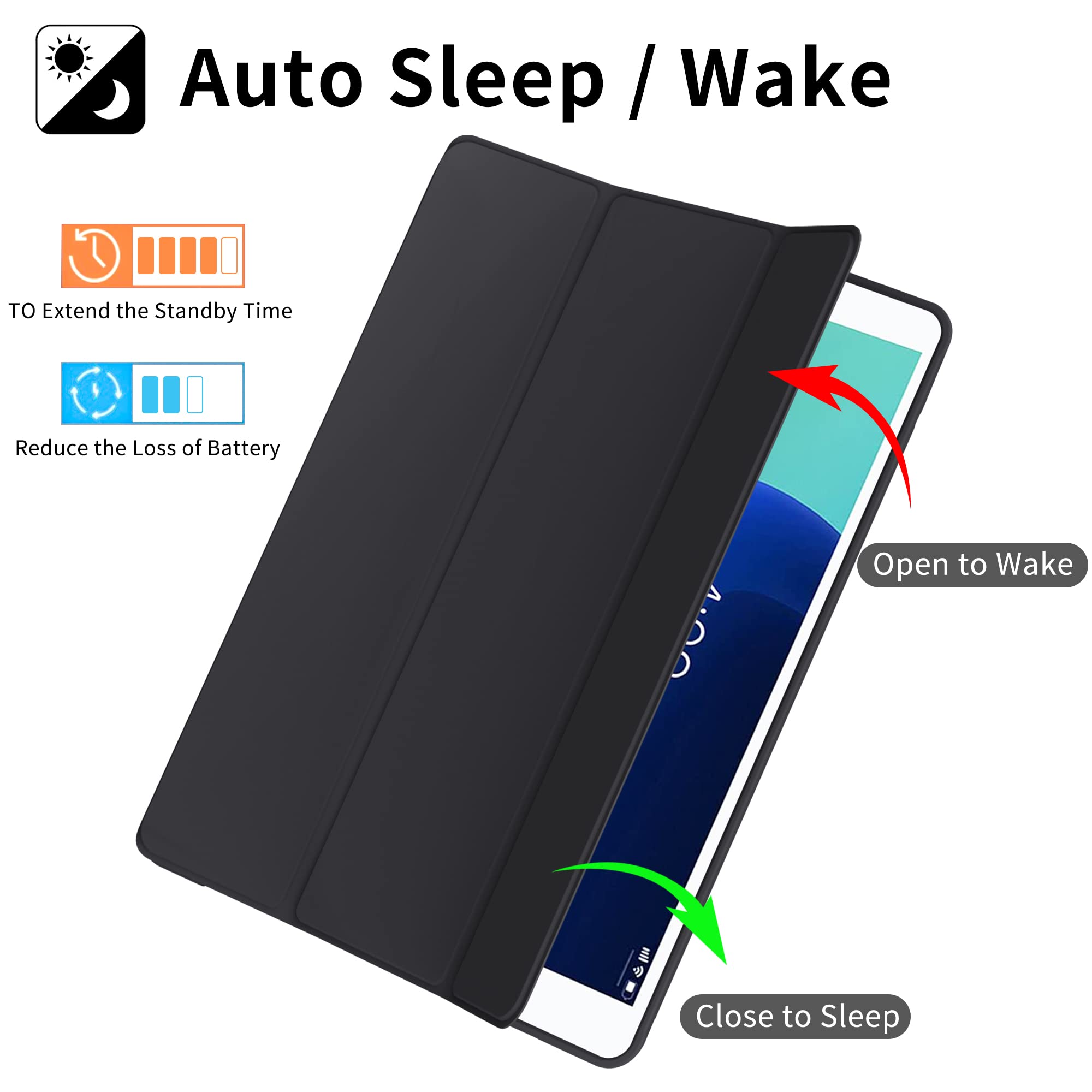 Protutab Case Compatible With Ipad 9Th Generation, Auto Wake&Sleep Slim Trifold Stand Case Compatible With Ipad 8Th Generation (