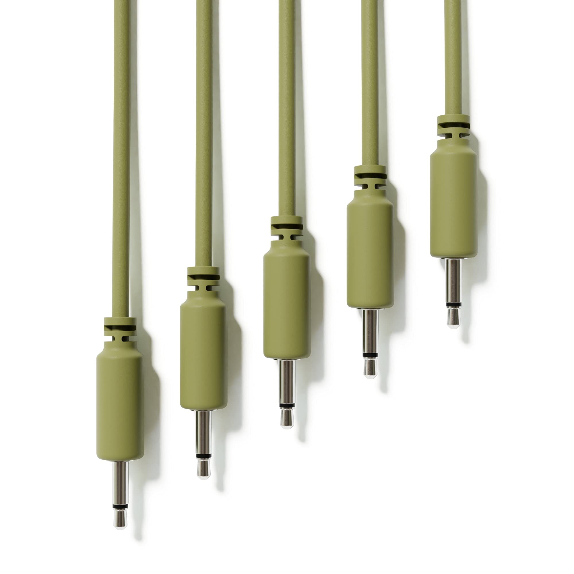 ExcelValley - 5-Pack - Mono Modular Patch Cables - TS 3.5mm 1/8 Eurorack Synthesizer [Army Green | 20 cm - 7.87]