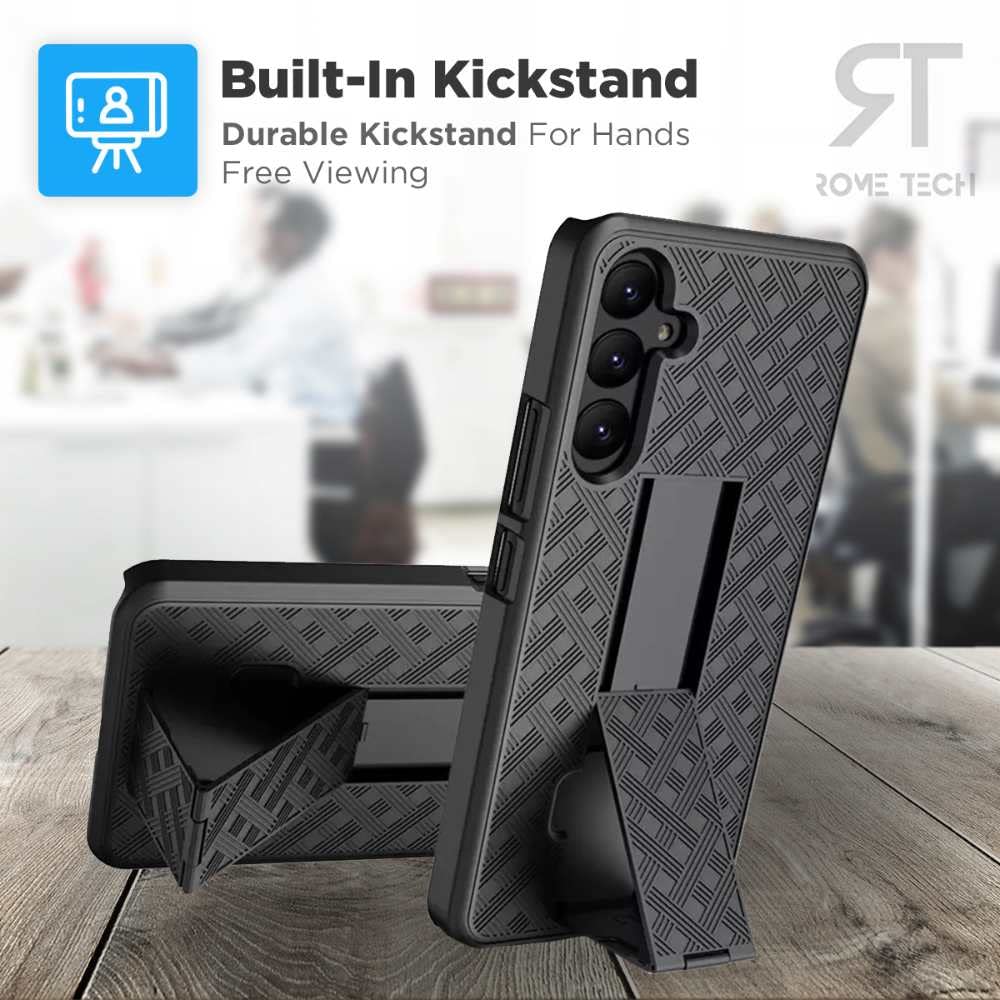For Samsung Galaxy A54 5G Case With Belt Clip Holster, Kickstand Slim Cover Phone Case For Galaxy A54 5G   Black