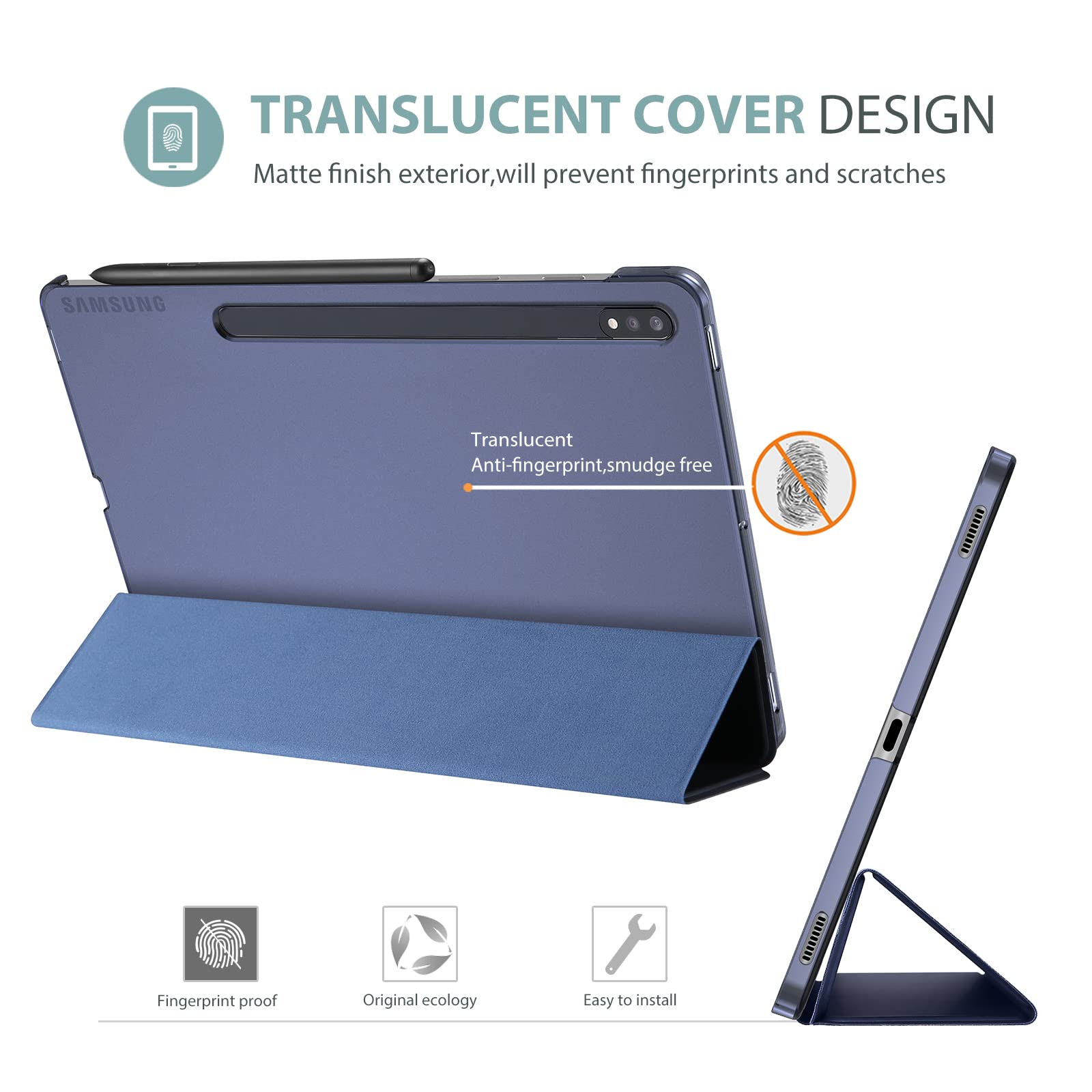 Procase Cover For Galaxy Tab S8 / Tab S7 11 Inch Case, Protective Slim Case Folio Hard Back Stand Smart Cover For 11 Galaxy Tab