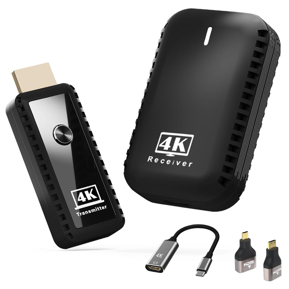 Sunmeg 4K Wireless Hdmi Transmitter Receiver With Adapter, Support 4K@30 Hz Hdmi Wireless Extender Plug&Play 2.4/5G Wireless Hdm
