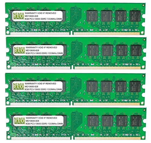Nemix Ram 32Gb (4X8Gb) Ddr3 1333Mhz Pc3 10600 2Rx8 1.5V 240 Pin Non Ecc Udimm Unbuffered Desktop Memory Kit