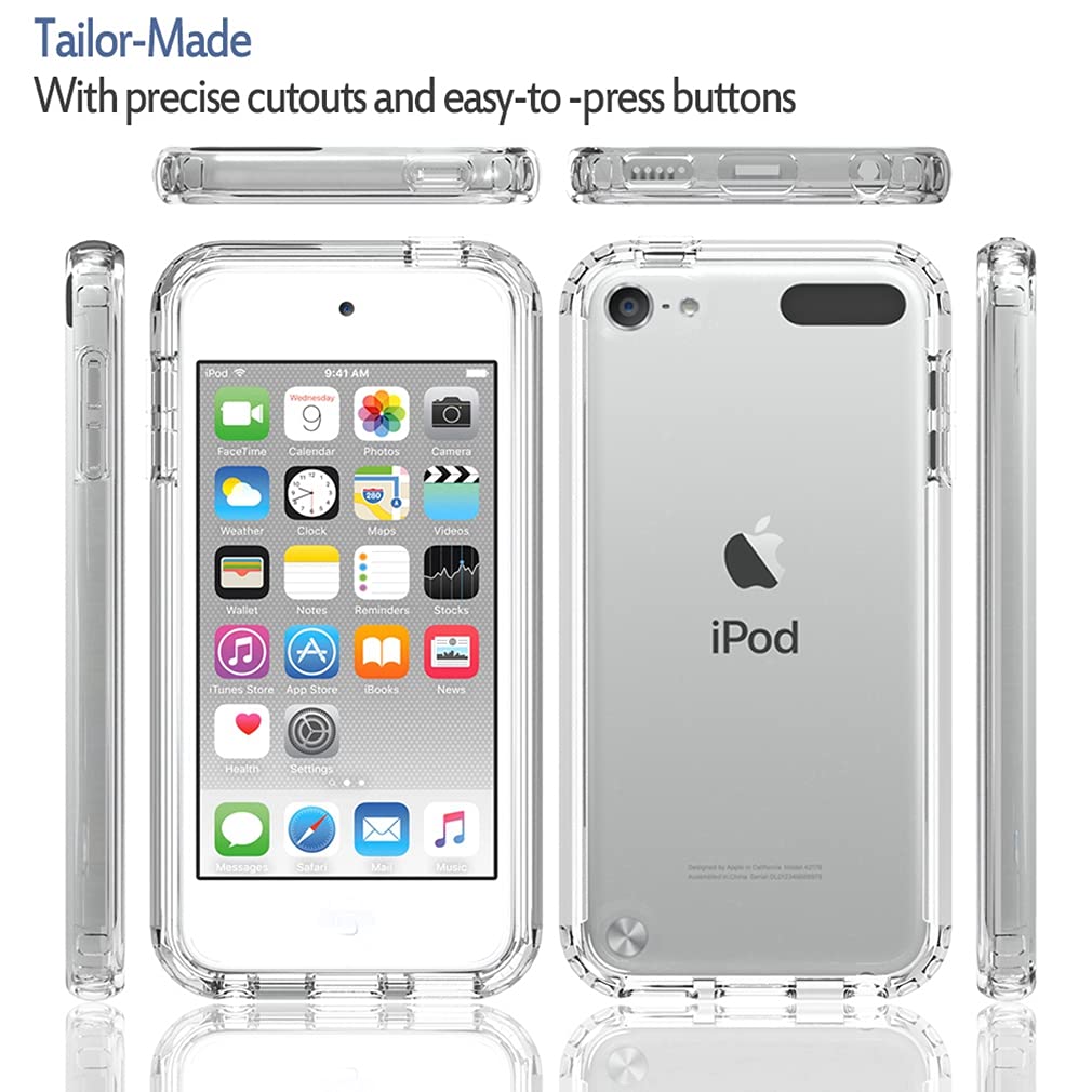 Tothedu Case For Ipod Touch 6/Ipod Touch 5/Ipod Touch 7 Case For Girls Women, Clear Full Body Protective Shockproof Hard Pc Shel