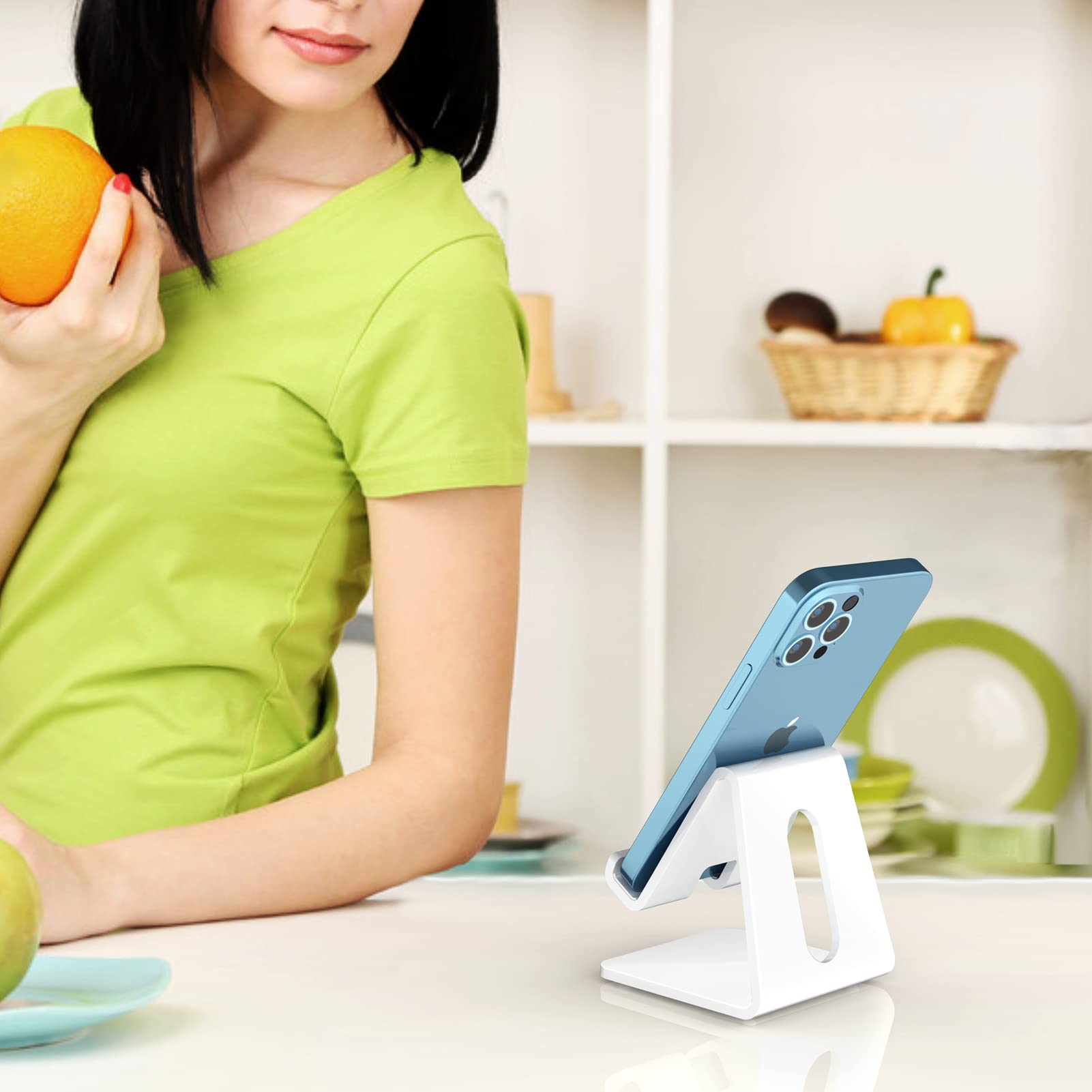 Crpich Acrylic Cell Phone Stand, Portable Phone Holder, White Phone Stand For Desk, Compatible With Phone15 14 13 12 Pro Max Min