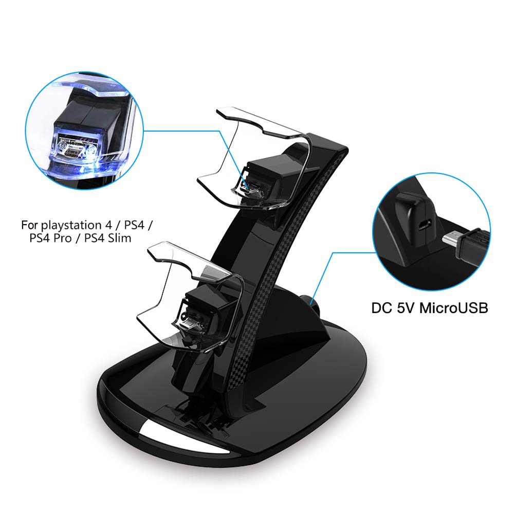 Ps4 Controller Charger Charging Station, Vseer Dual Shock Ps4 Chargers Controller Ps4 Twin Charge Docking Station Stand Ps4 Char
