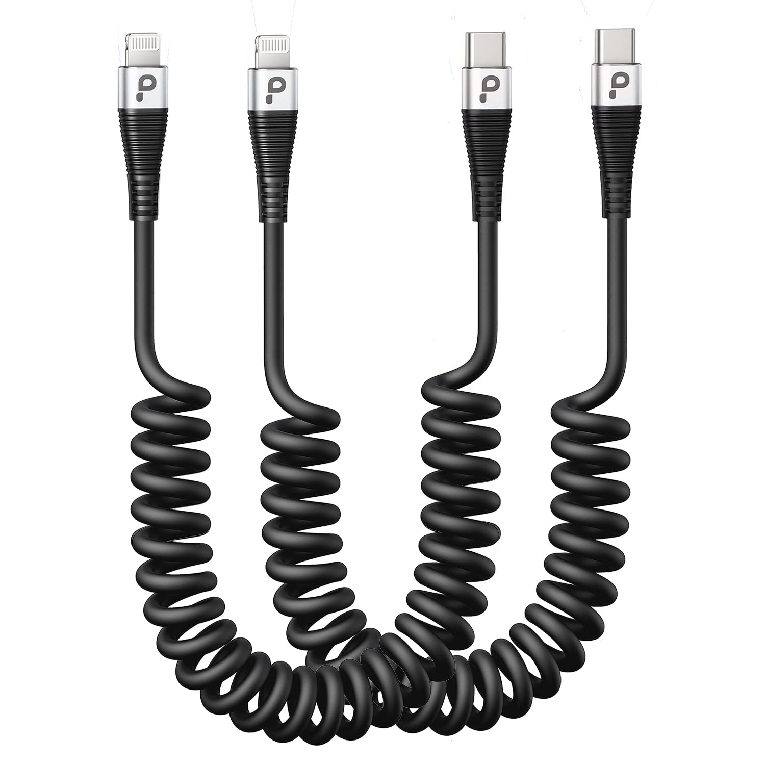Usb Type C To Lightning Cable 3Ft 2Pack, Coiled Iphone Charger Fast Charging For Car [Apple Mfi Certified] Short Usbc Iphone Cor