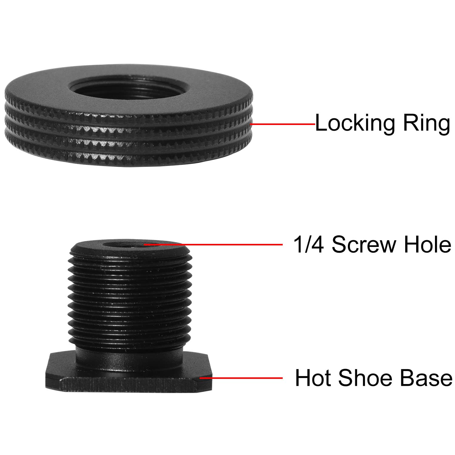 1/4' Female Thread To Hot Shoe Adapter Luorng 2Pcs Hot Shoe Mount Adapter With 1/4 To 1/4 Inch Male Screw For Magic Arm, Video Light,Monitor