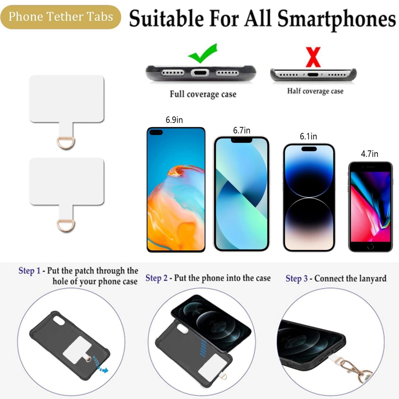 Lostars Marble Beaded Iphone Wrist Strap,Detachable Phone Bracelet Strap With Tether Tab,Hands Free Phone Wristlet Strap (Sweet