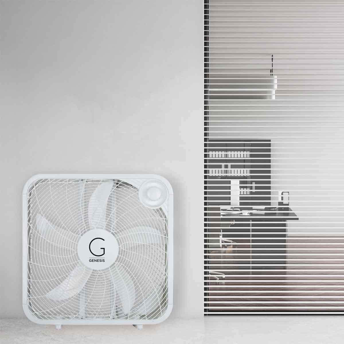 Genesis 20' Box Fan, 3 Settings, Max Cooling Technology, Carry Handle, White (G20Box Wht)