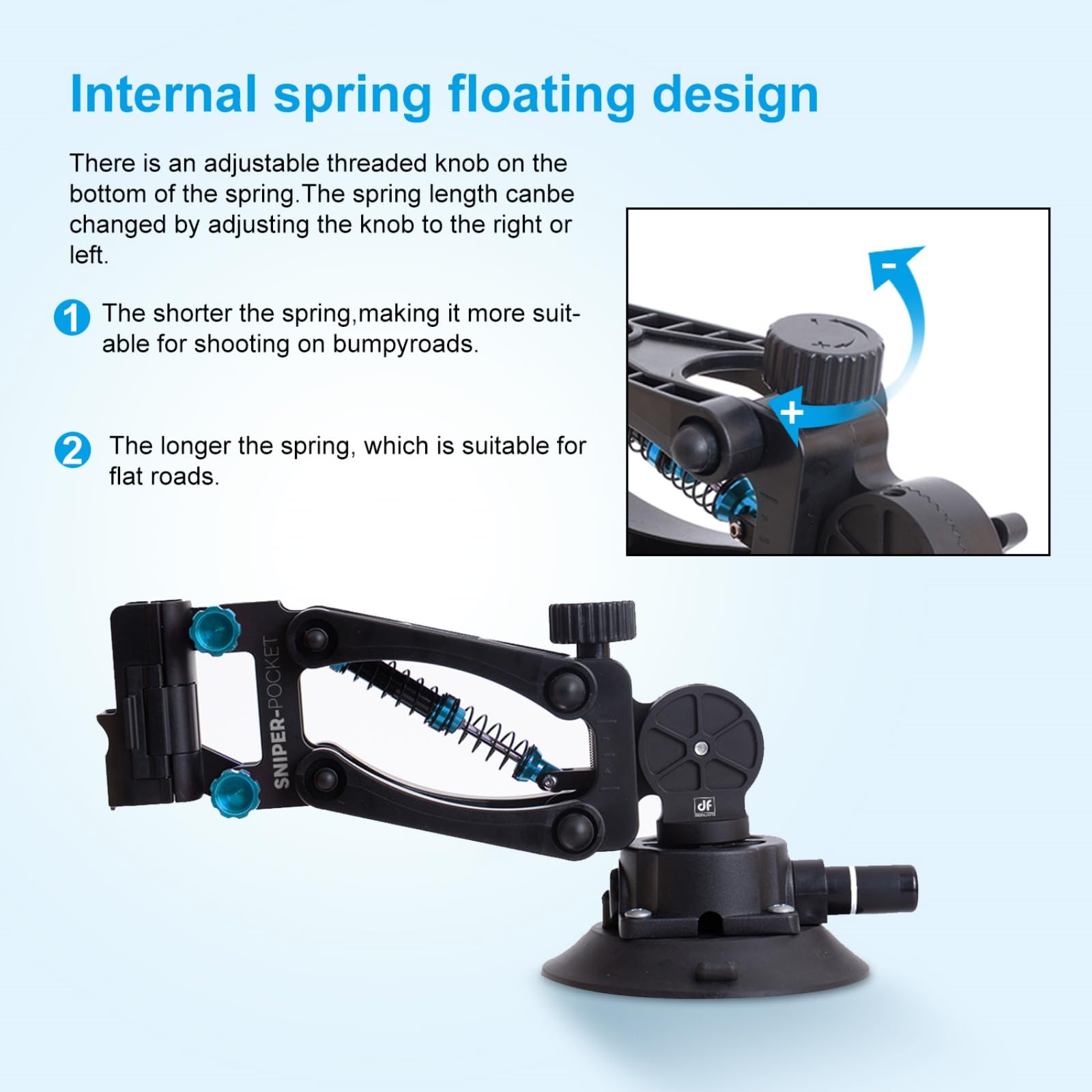 Suction Cup Mount For Osmo Pocket 3, Z Axis Car Damping Spring Arm With Safety Harness, Compatible With Dji Osmo Pocket/Insta360