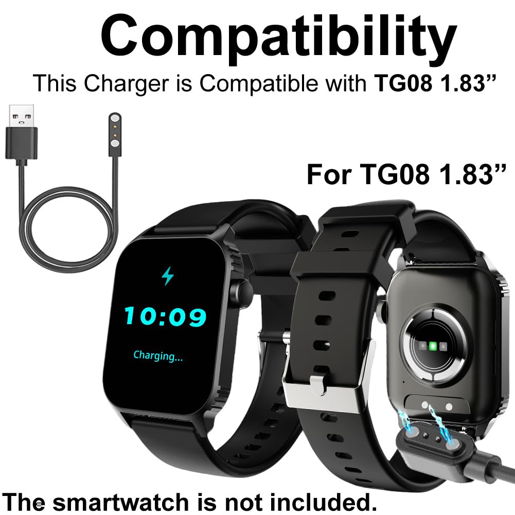 Smaate Smart Watch Cables Compatible With Trausi Tg08 1.83    Smartwatch, 2-Pack