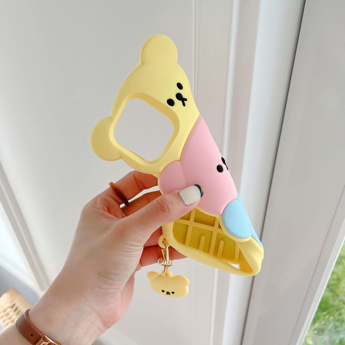Yakvook For Iphone 14 Pro Bear Case, Kawaii Phone Cases 3D Silicone Cartoon Case With Keychain Fun Apply To Iphone 14 Pro Cute C