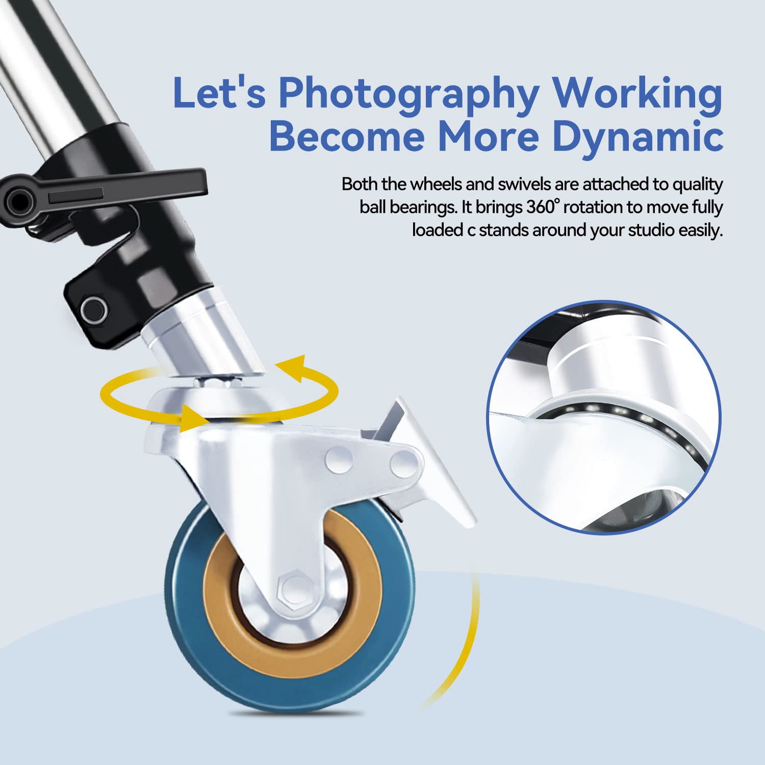 Photography C Stand Wheels 25Mm: Heavy Duty C Stand With Boom Arm Wheel Base, Compatible With Takerers/Neewer And Other 25Mm C S