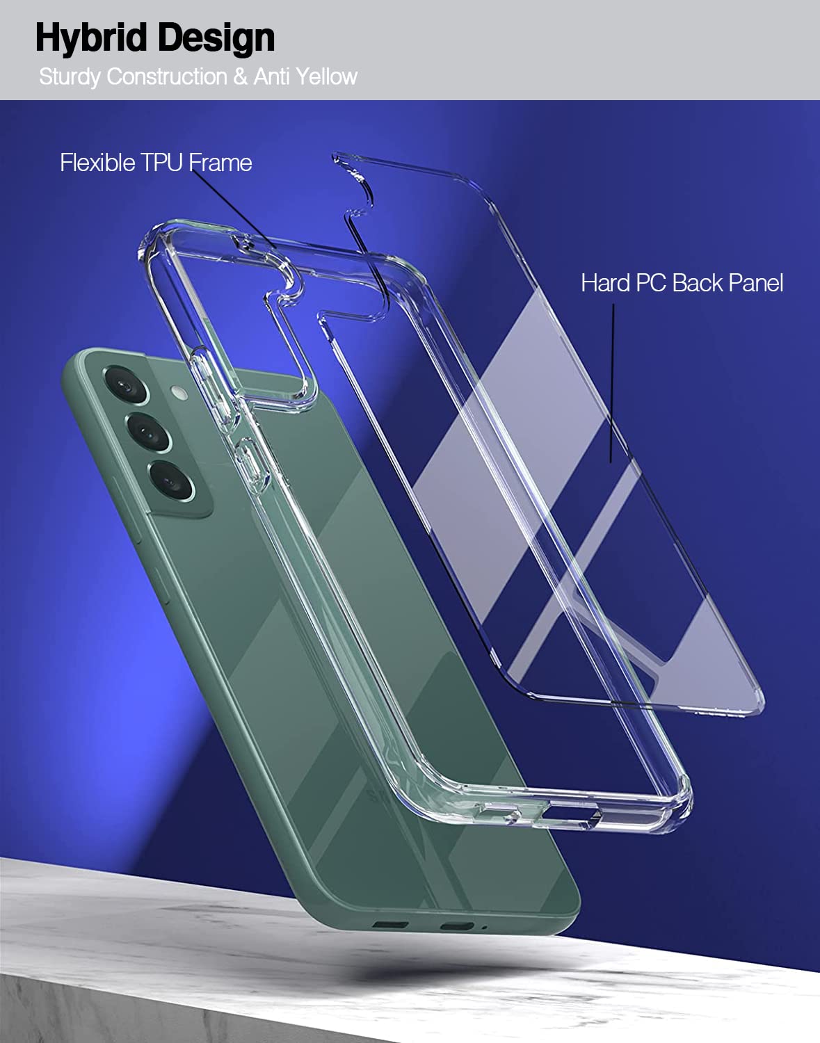 KIOMY Samsung Galaxy S22 Plus 5G Phone Case Crystal Clear Shockproof Hybrid Hard PC TPU Slim Fit 6.6 Inch