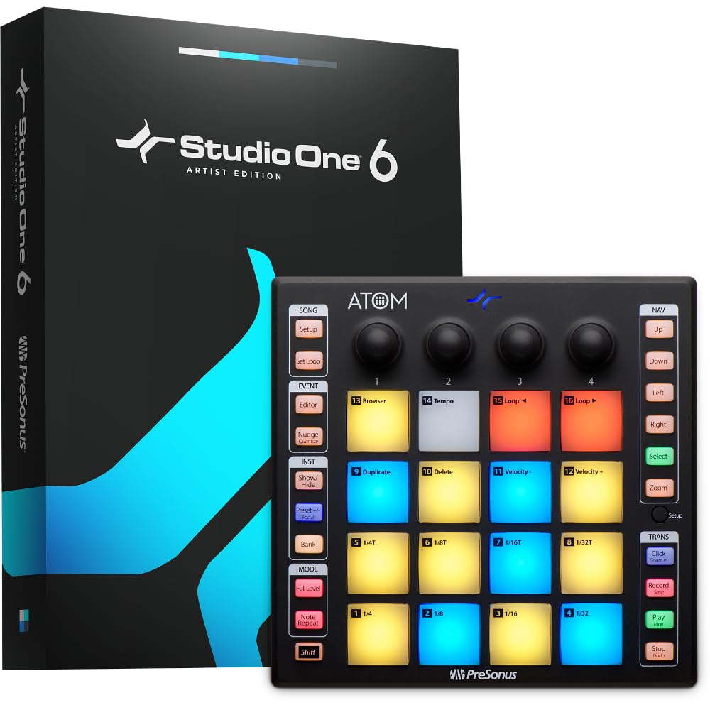Presonus Atom Production & Performance Midi Pad Controller With Studio One Artist And Ableton Live Lite Recording Software