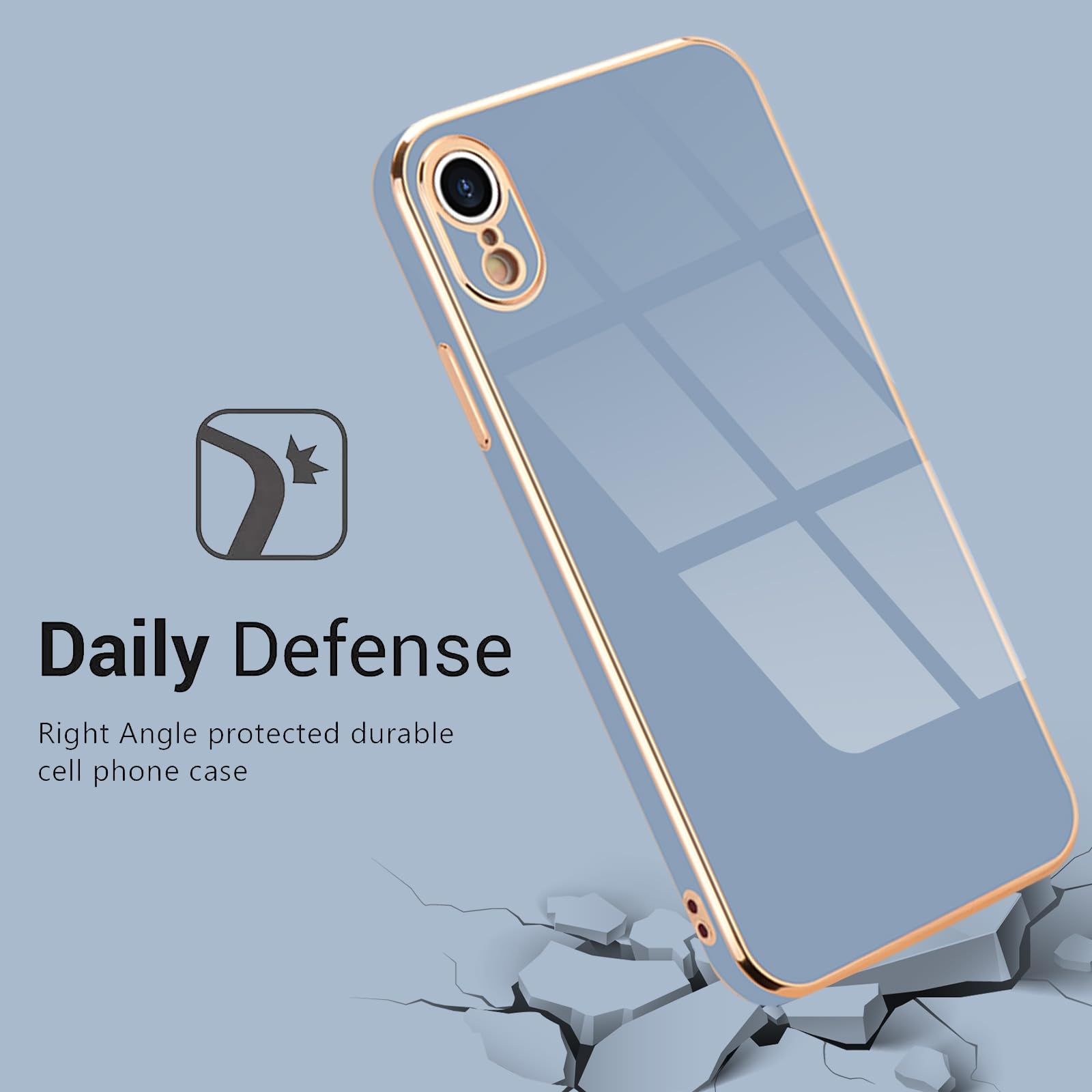 Lafunda Compatible With Iphone Xr Case, Cute Luxury Plating Case Women Girls Elegant Golden Edge Pretty Shockproof Tpu Bumper Co