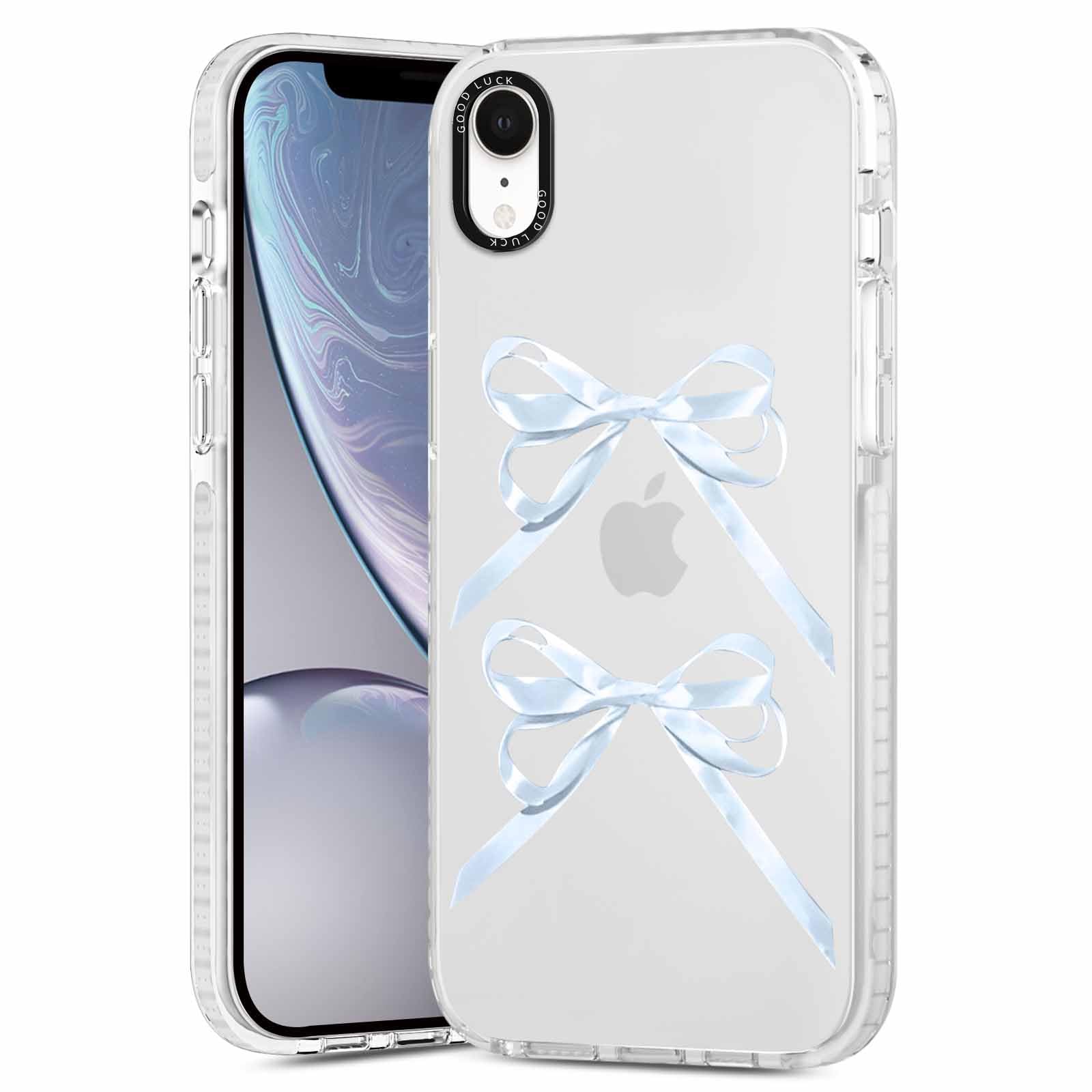 Rumdey 2 Pack Clear Bow Phone Case For Iphone Xr 6.1 Inch, Cute Aesthetic Pattern Design Protective Soft Slim Shockproof Tpu Bum