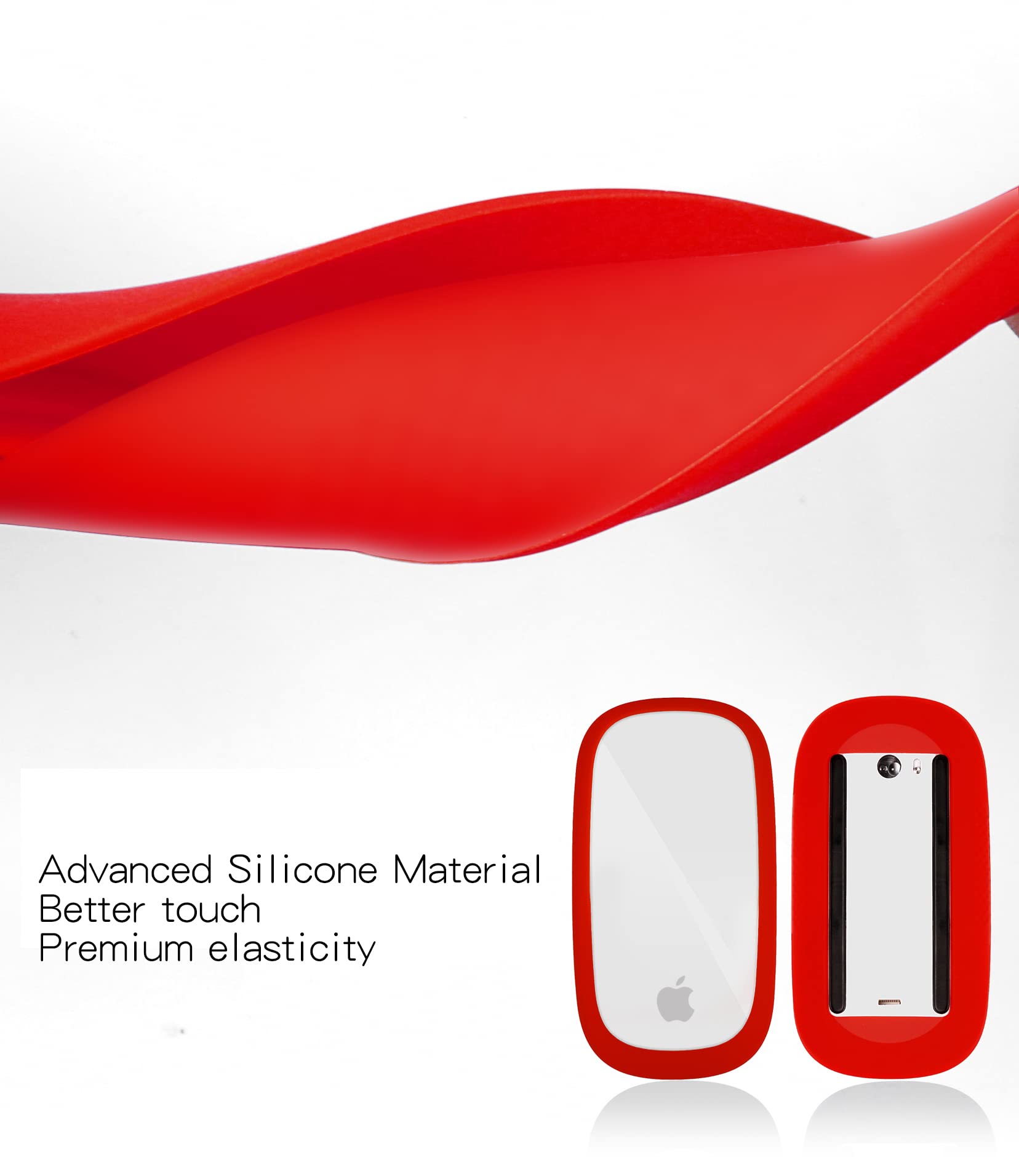 Protective Case For Apple Magic Mouse 1&2, Drop Resistant, Wear Resistant Mouse Accessories Silicone Cover (Red)