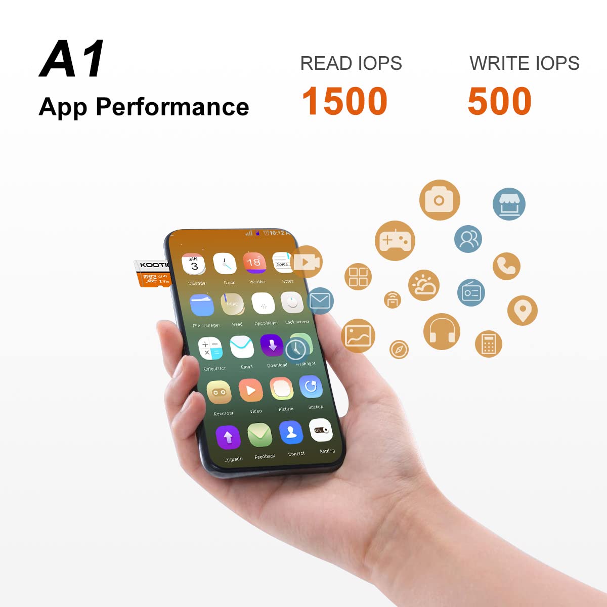 Kootion 128Gb Micro Sdxc Uhs I U3 V30 A1 Memory Card   High Speed Tf Card For Phone, Camera