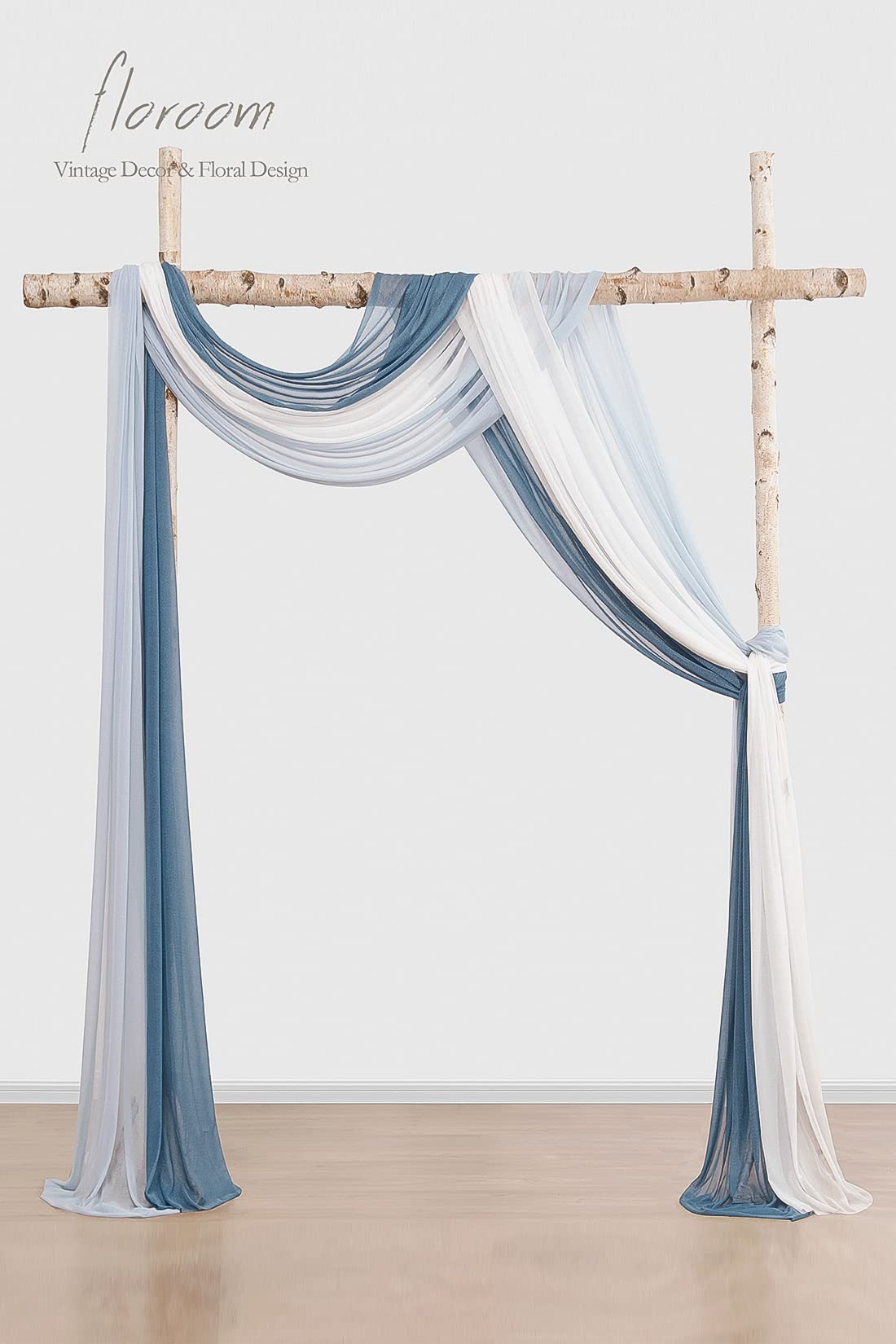 Floroom Wedding Arch Draping Fabric 3 Panels 20Ft Chiffon Fabric Drapes Arbor Drapery Wedding Ceremony Reception Swag Decoration