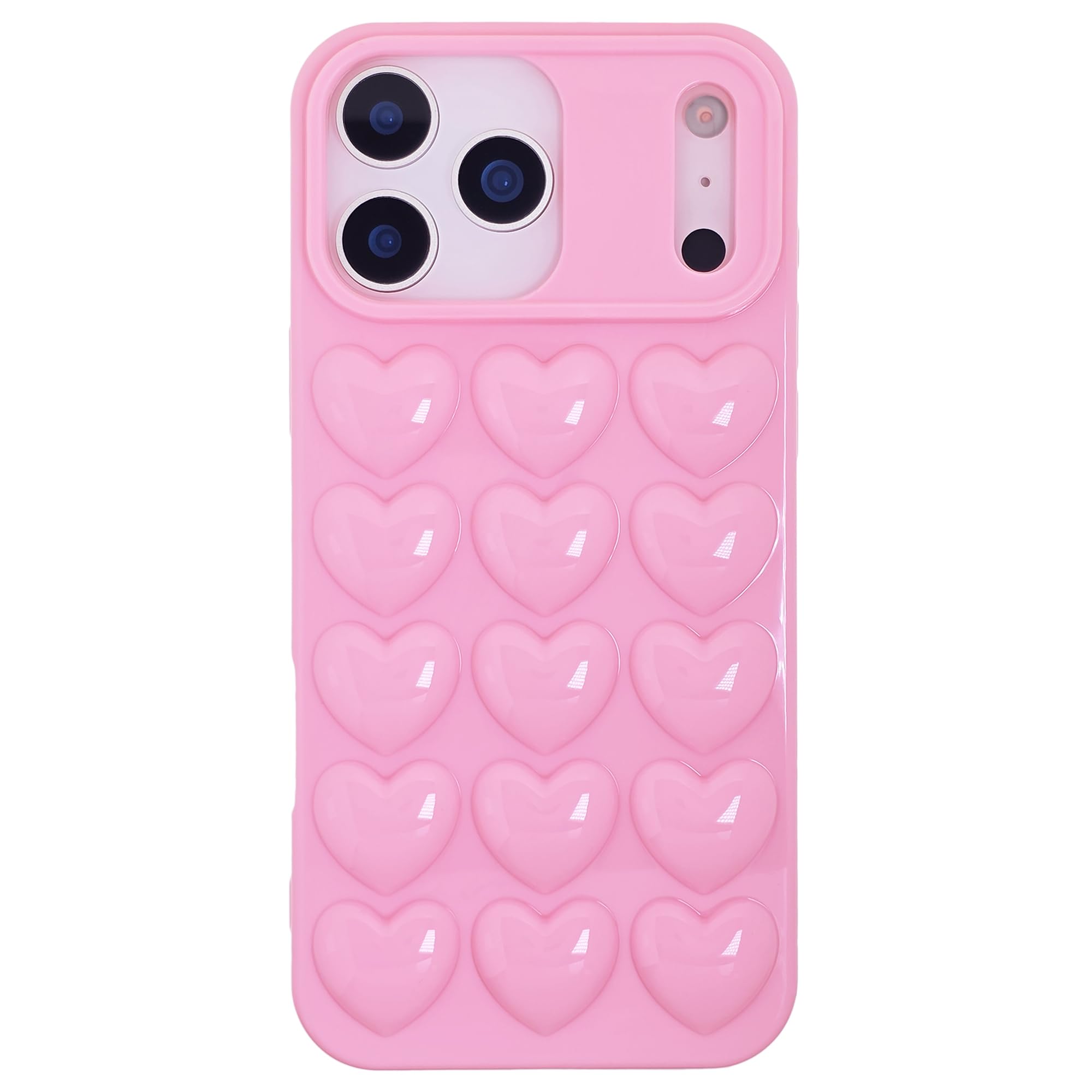 DMaos for iPhone Air Case for Women, 3D Pop Bubble Heart Kawaii Gel Cover, Cute Girly for iPhoneAir 6.5 inch - Pink