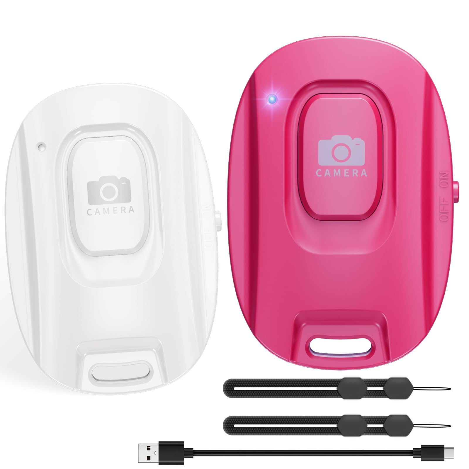 MAIRAN Rechargeable Wireless Camera Remote Shutter for iPhone and Android Smartphones, 2 Pack Bluetooth Phone Remote Control,Sel