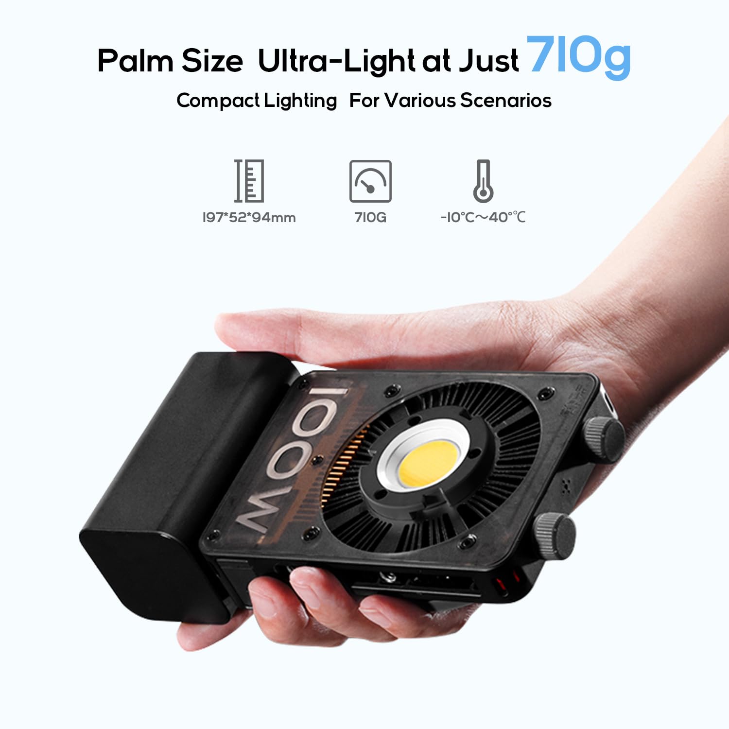 Zhiyun Cinepeer Cx100 100W Led Video Light, Built In 4500Mah Battery Cob Portable Photography Light Bi Color 2700K~6500K Cri 96+