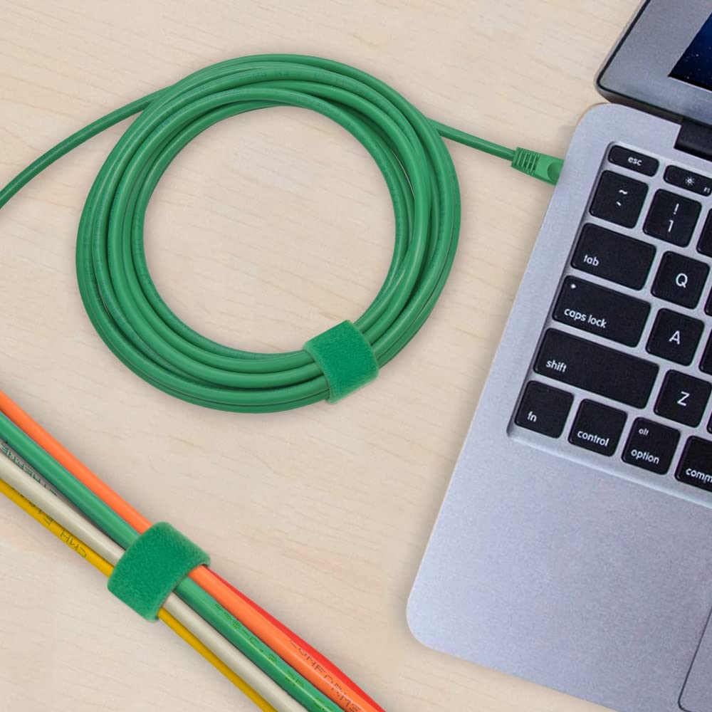 DIGITMON 50Ft 0.8" Hook and Loop Fastening Strap Cable Tie Roll Green