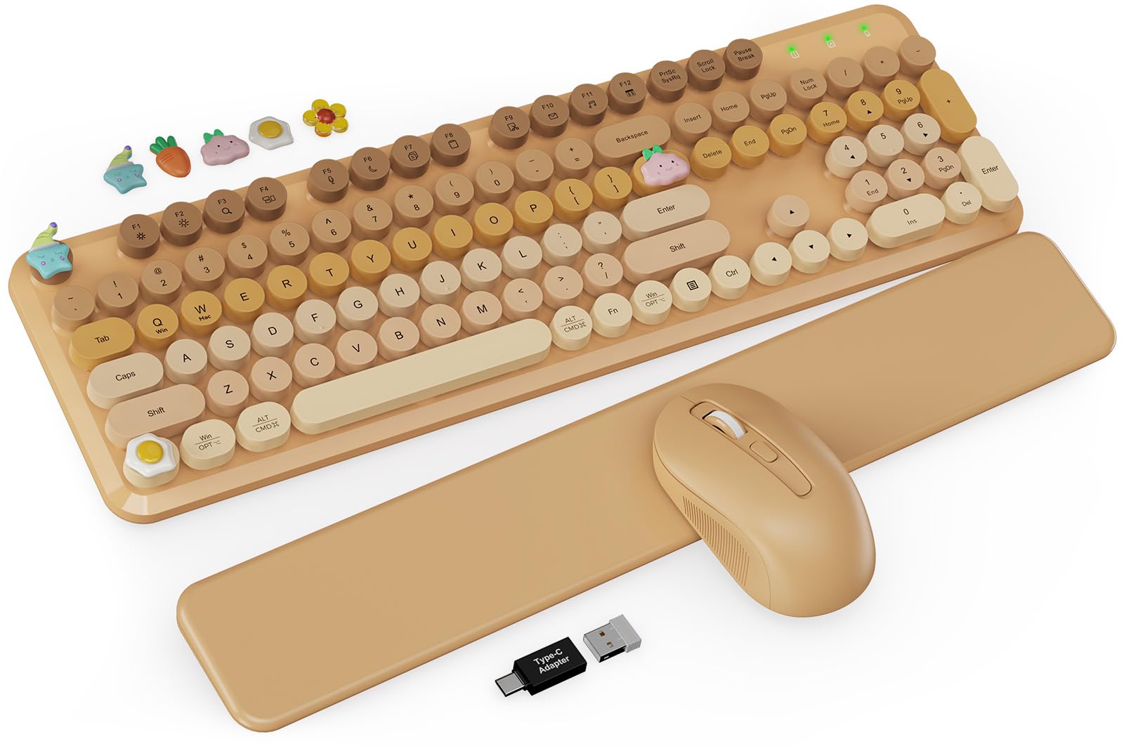 Wireless Keyboard and Mouse Combo, Cute Typewriter, Magnetic Wrist Rest