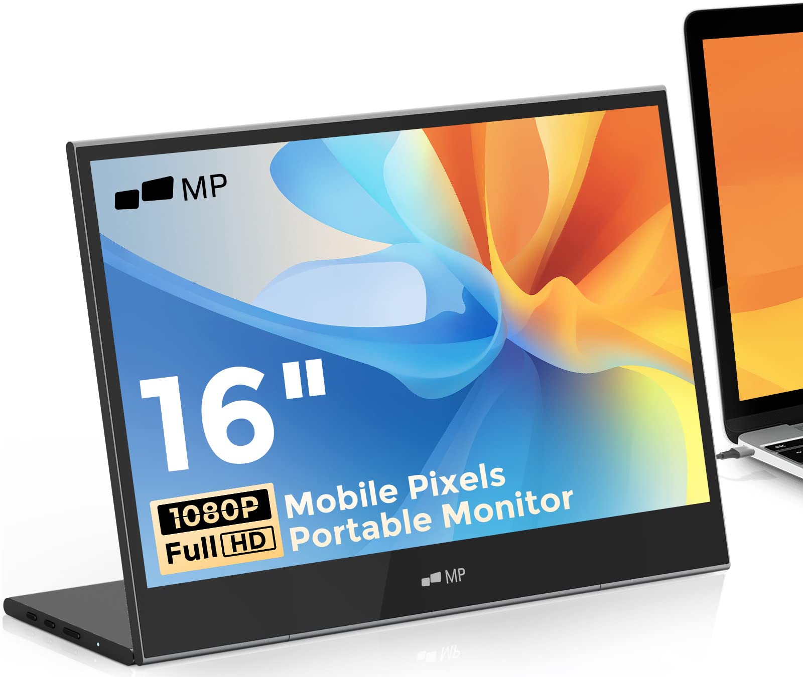 Mobile Pixels Glance Portable Monitor, 16 FHD 1080P Monitor, Travel Monitors with Dual Speakers, Tilt Adjustment & Non-Slip, HDM