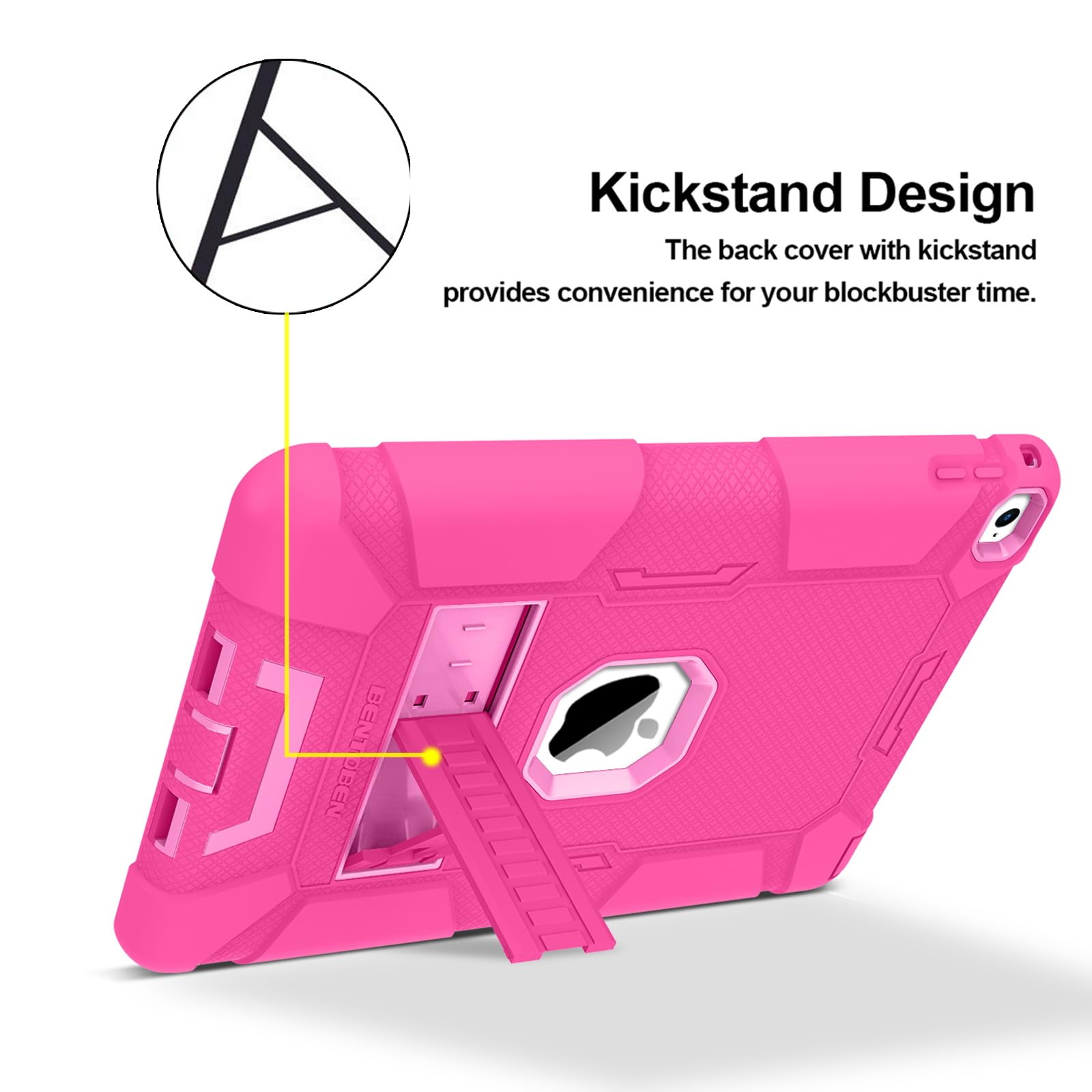 Bentoben Ipad Air 2 Case, Hybrid Shockproof With Kickstand, Hot Pink