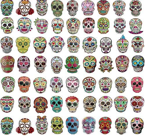 180 Pieces Halloween Sugar Skull Stickers Pack, Laptop Sugar Skull Decals Dia De Los Muertos Mexican Day Of Dead Vinyl Sticker F