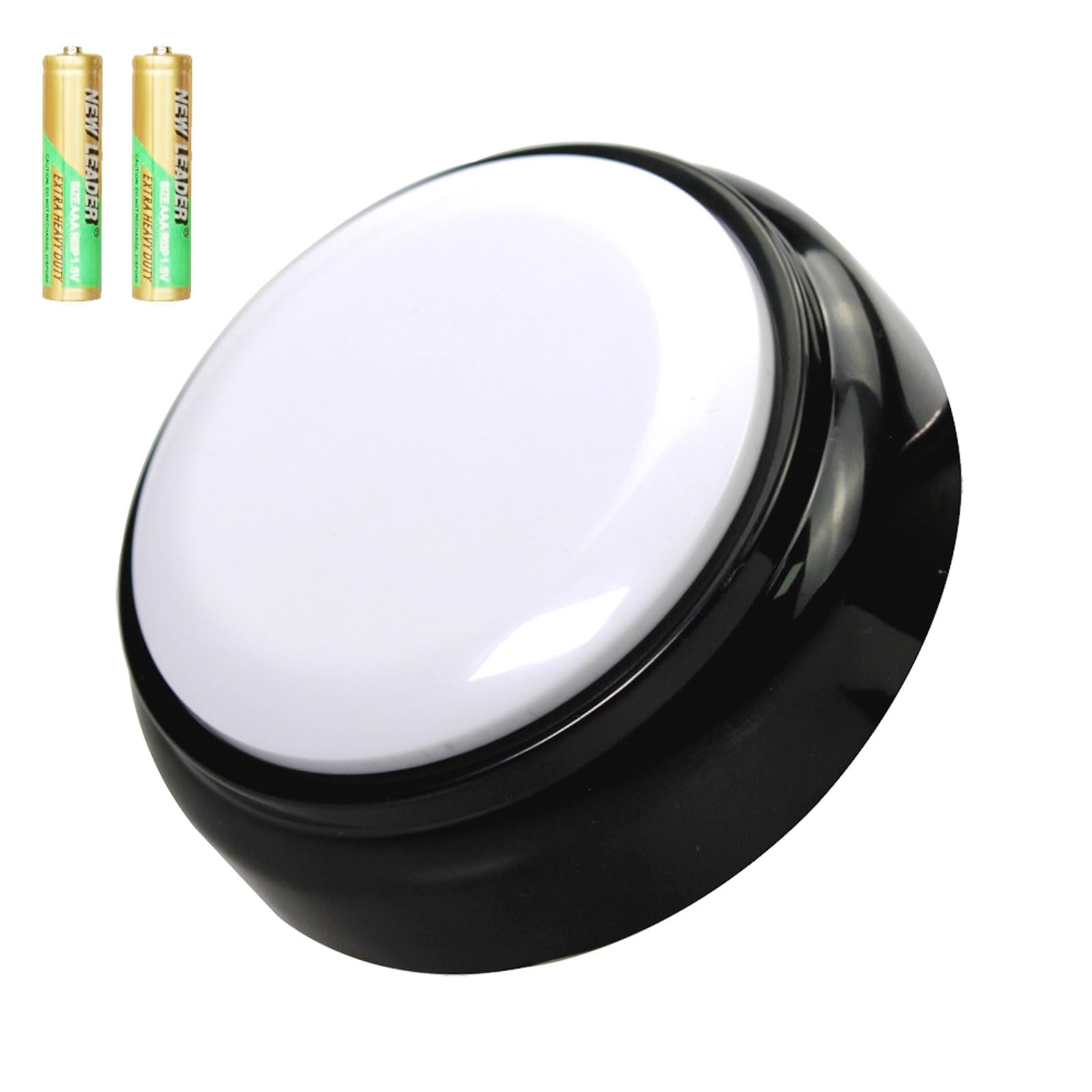 Cover 30 Seconds Recordable Talking Button Record Button Toy Gift Answer Buzzers (White+Black)