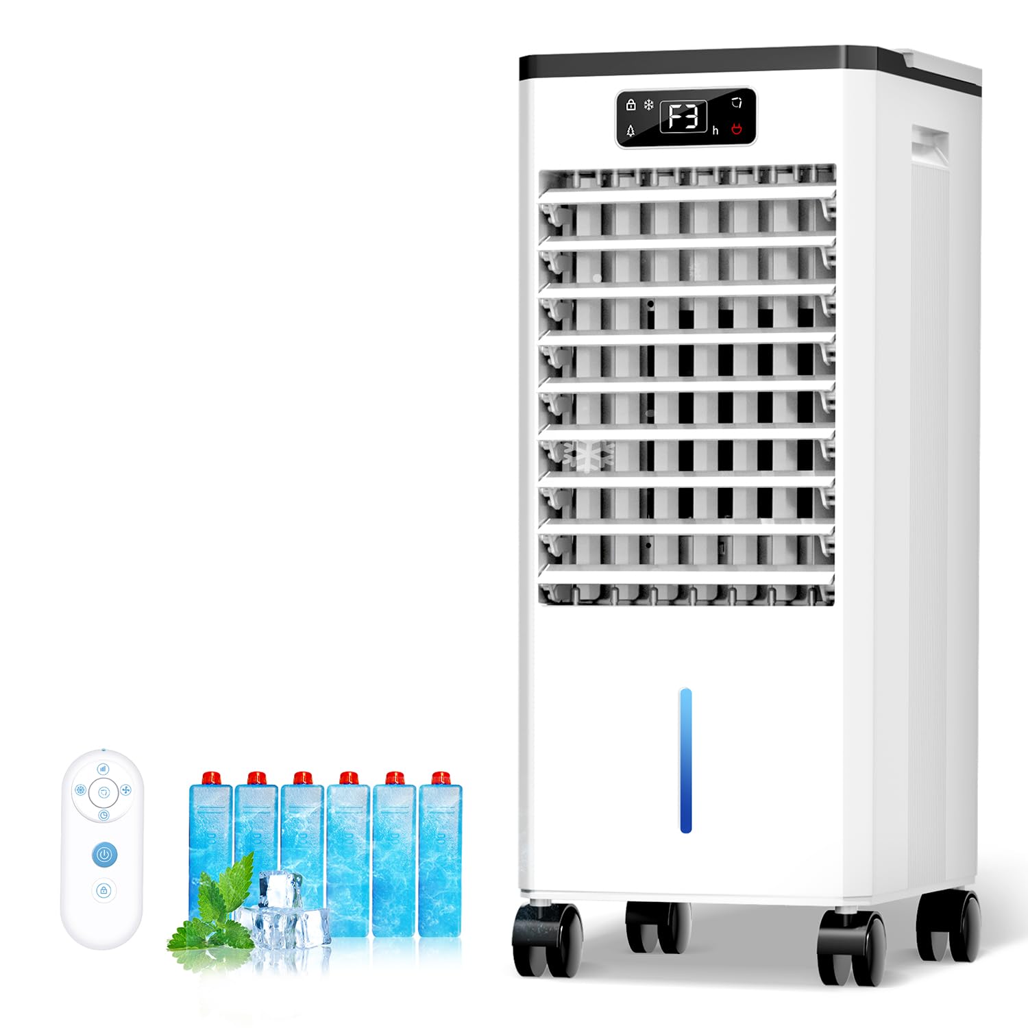 Feculs Portable Air Conditioners No Windows Needed, 3-IN-1 Swamp Cooler, Evaporative Air Cooler, 4 Modes & 3 Speeds, 2-Gal Water