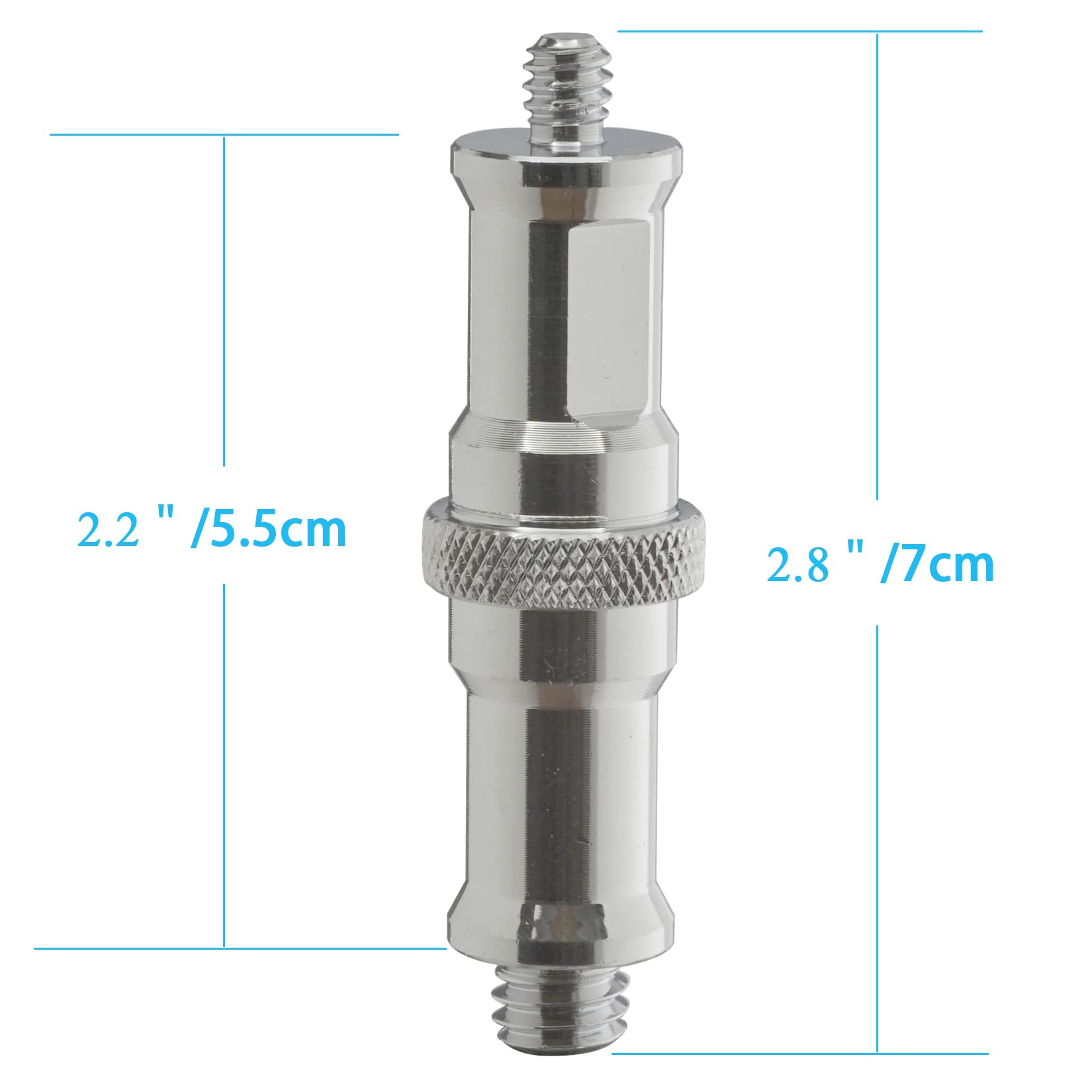 Alluneitter 2 Pieces Standard 1/4 To 3/8 Inch Metal Male Convertor Threaded Screw Adapter Spigot Stud For Studio Light Stand, Ho