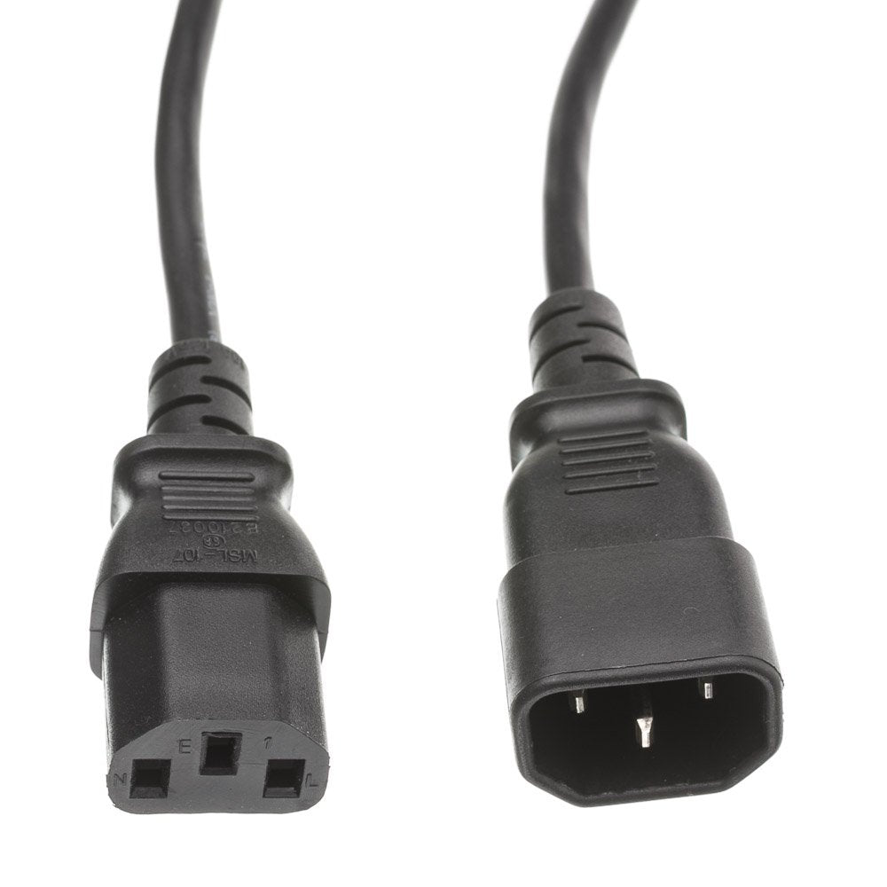 12 Feet Computer/Monitor Power Extension Cord, C13 Female To C14 Male Plug, 3 Pin, 18 Awg, Svt, 10 Amp, Power Extension Cable Fo