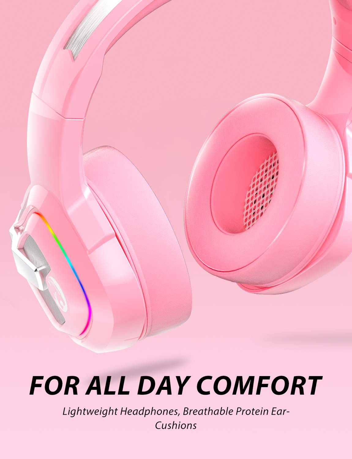 Ziumier Pink Gaming Headset For Pc, Ps4, Ps5, Xbox One, Xbox Series S/X, Switch, Noise Canceling Microphone, Stereo Surround Sou