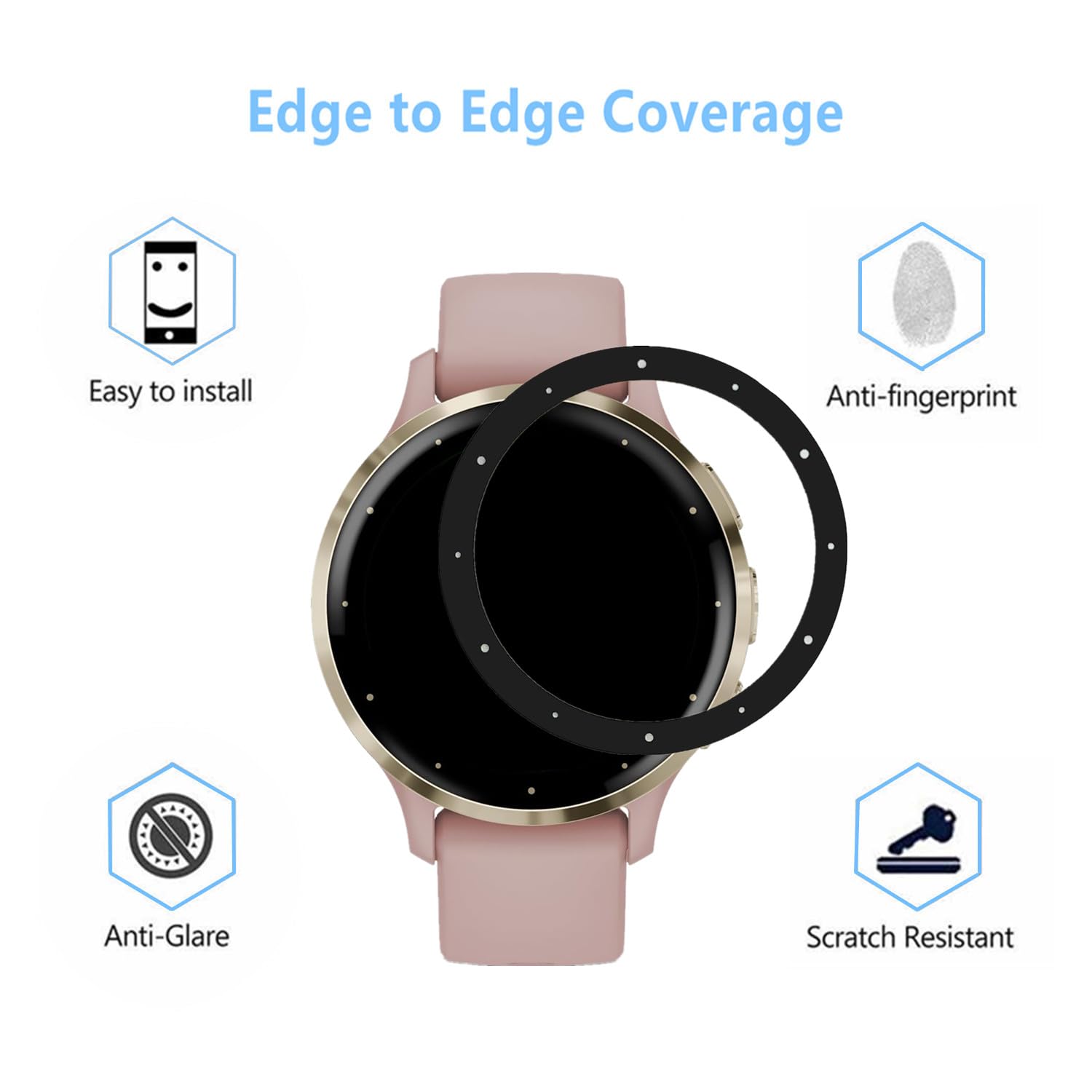 Aemus Compatible For Garmin Venu 3S Screen Protector (3 Pack) Smart Watch 3D Full Coverage Protective Film