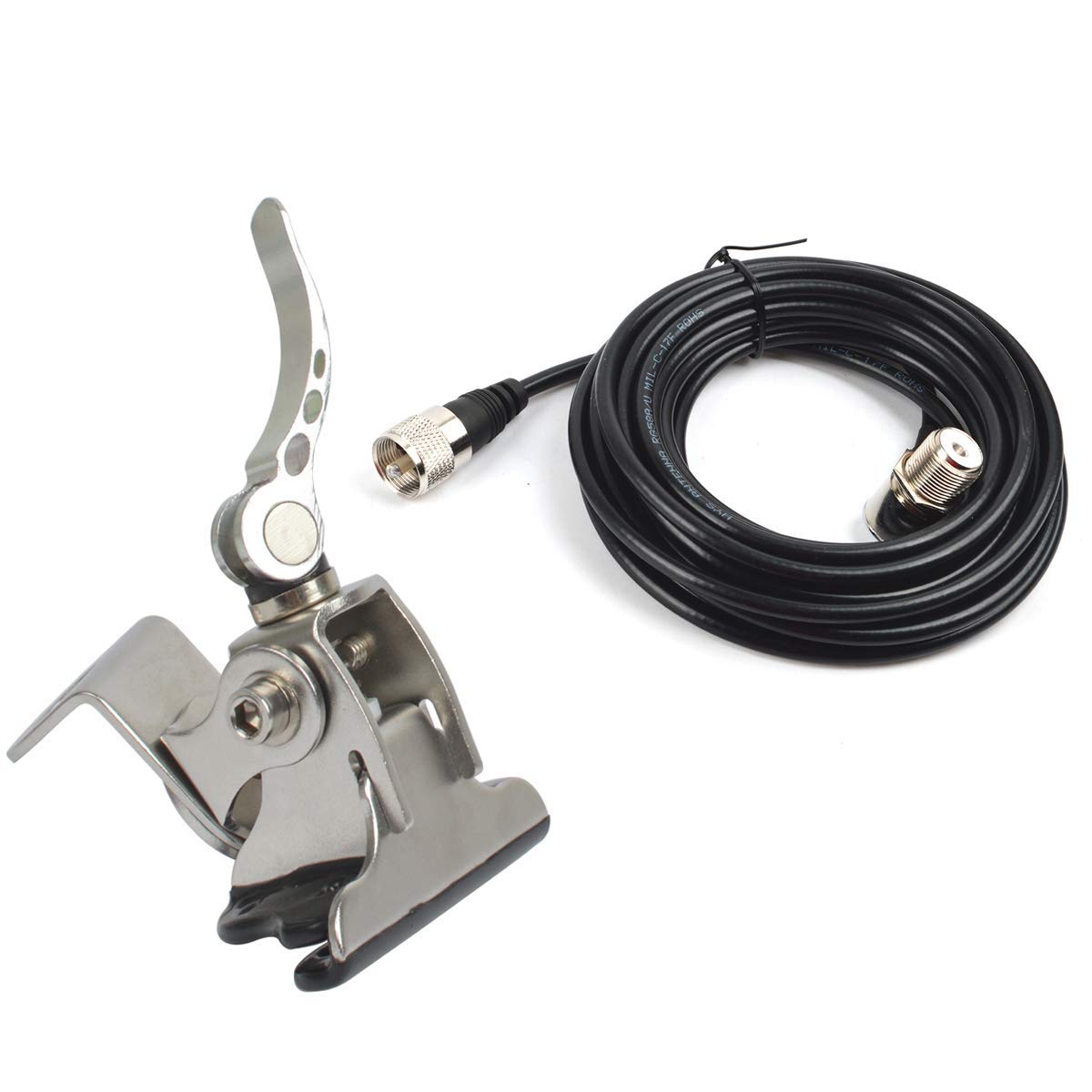 Hys Car Antenna Mount Stainless Steel Car Clip Mount Trunk Lid Hatchback Mount Bracket Adjustable Angle With So239 To Pl 259 Con